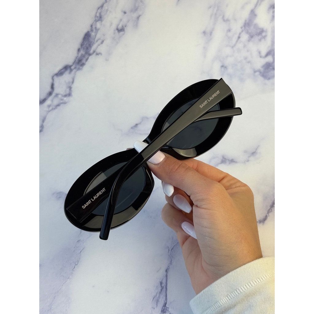 Saint Laurent Paris NEW Saint Laurent SL594 Oval Sunglasses in Black Size ONE SIZE - 8 Thumbnail