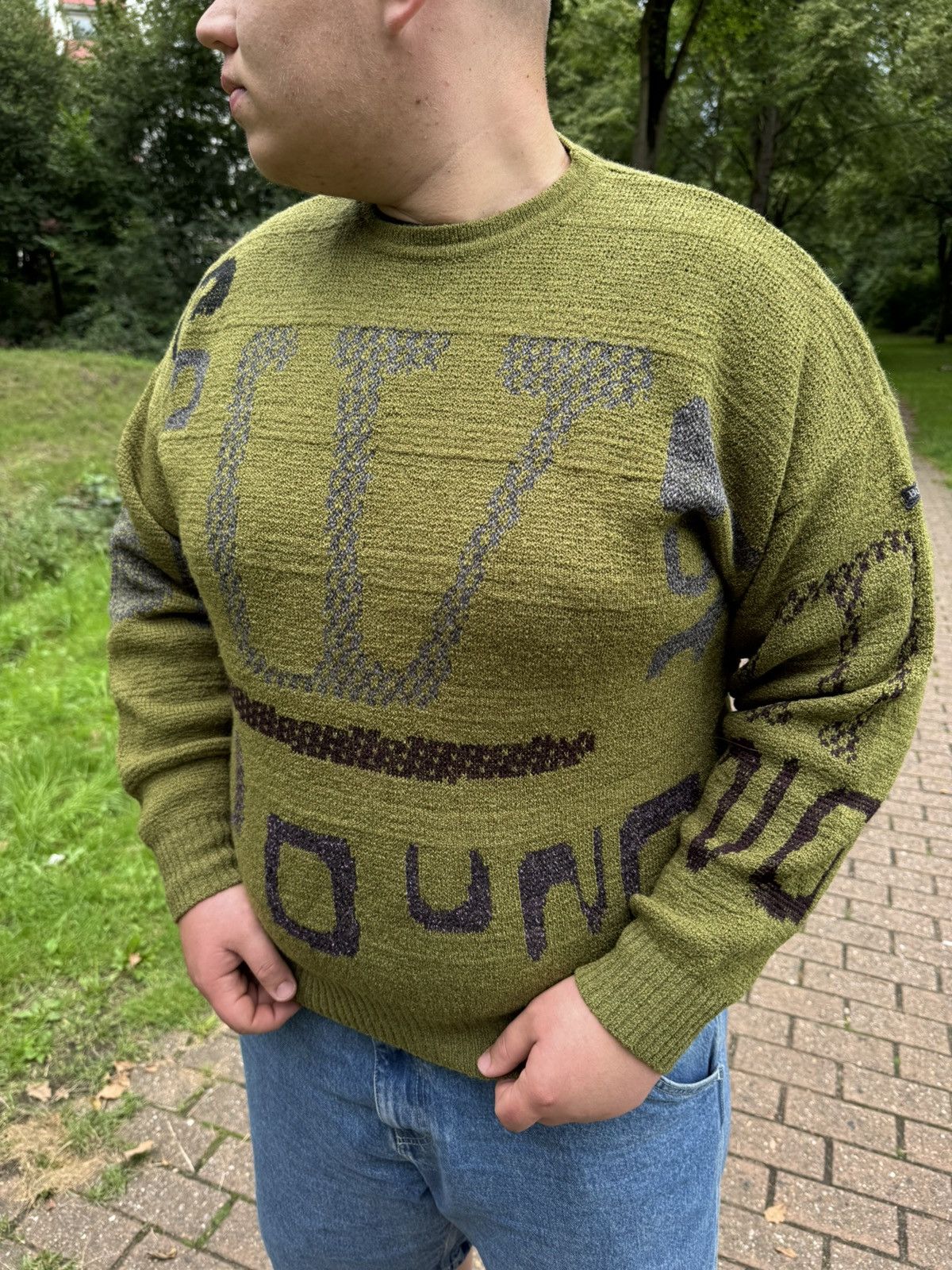 Hugo Boss Hugo Boss Green Knit Sweater “Young” Graphic – Olive Green Size US L / EU 52-54 / 3 - 6 Thumbnail