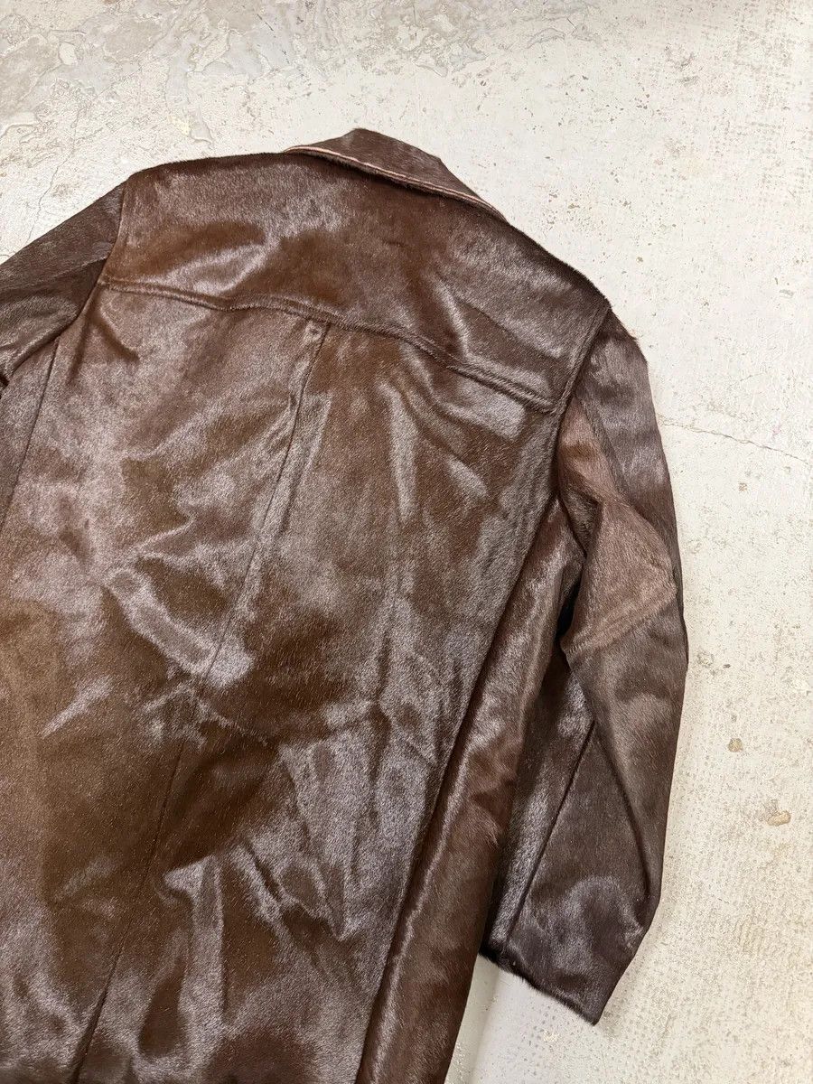 Vintage 1990s Archive Brown Pony Hair Leather Long Coat Size US M / EU 48-50 / 2 - 7 Thumbnail