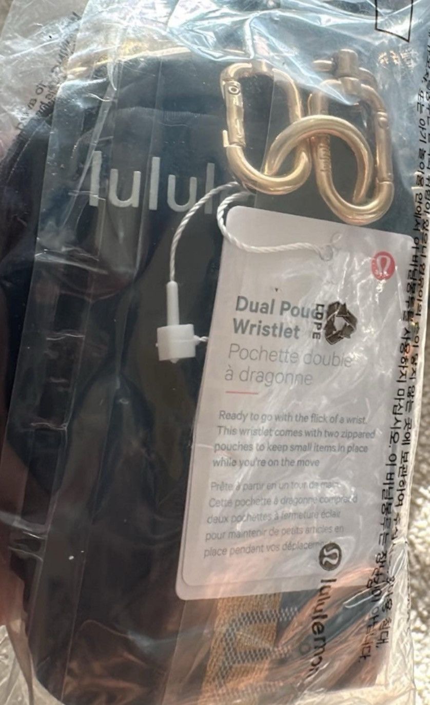 Lululemon Lululemon Black Dual Pouch Wristlet Wallet With Gold Accents Size ONE SIZE - 7 Thumbnail