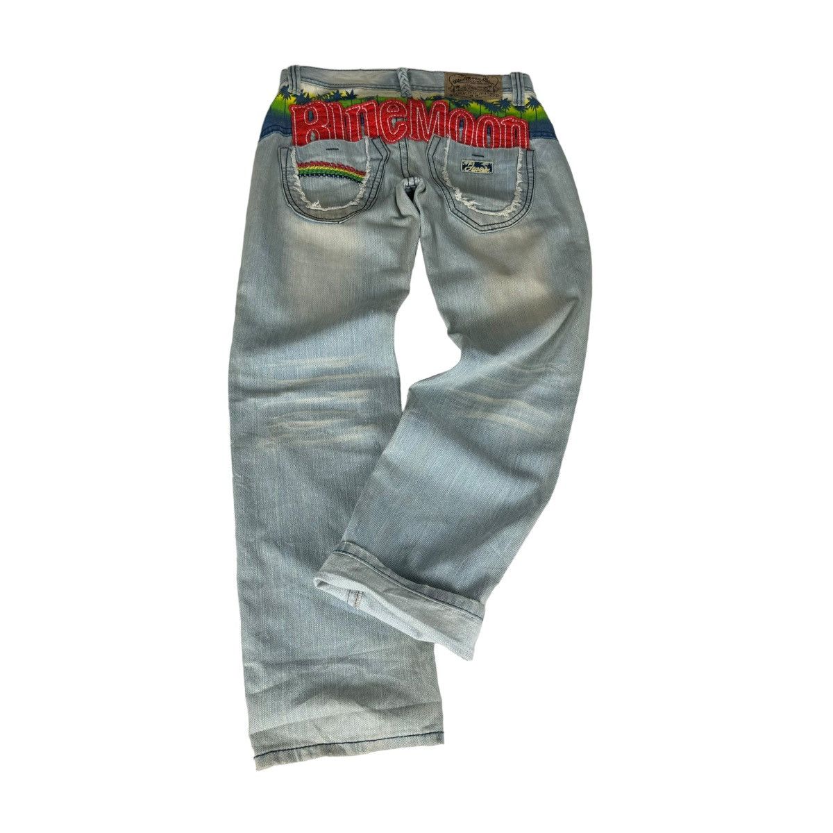 Blue Blue Japan ☀️BLUE MOON BLUE HAWAII DENIM JEANS PANTS Size US 30 / EU 46 - 9 Thumbnail