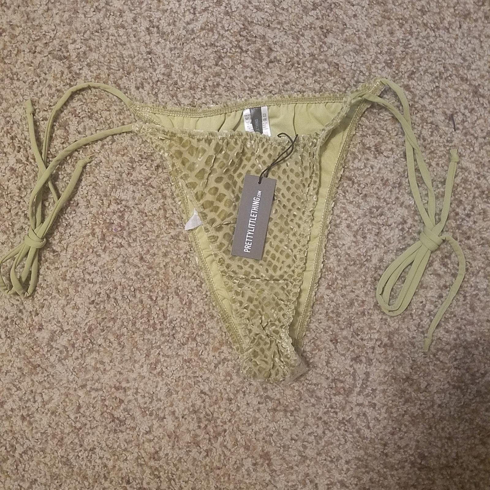 Designer NWT PrettyLittleThing Devore Tie Side Bikini Bottom Size 8 Size ONE SIZE - 1 Thumbnail