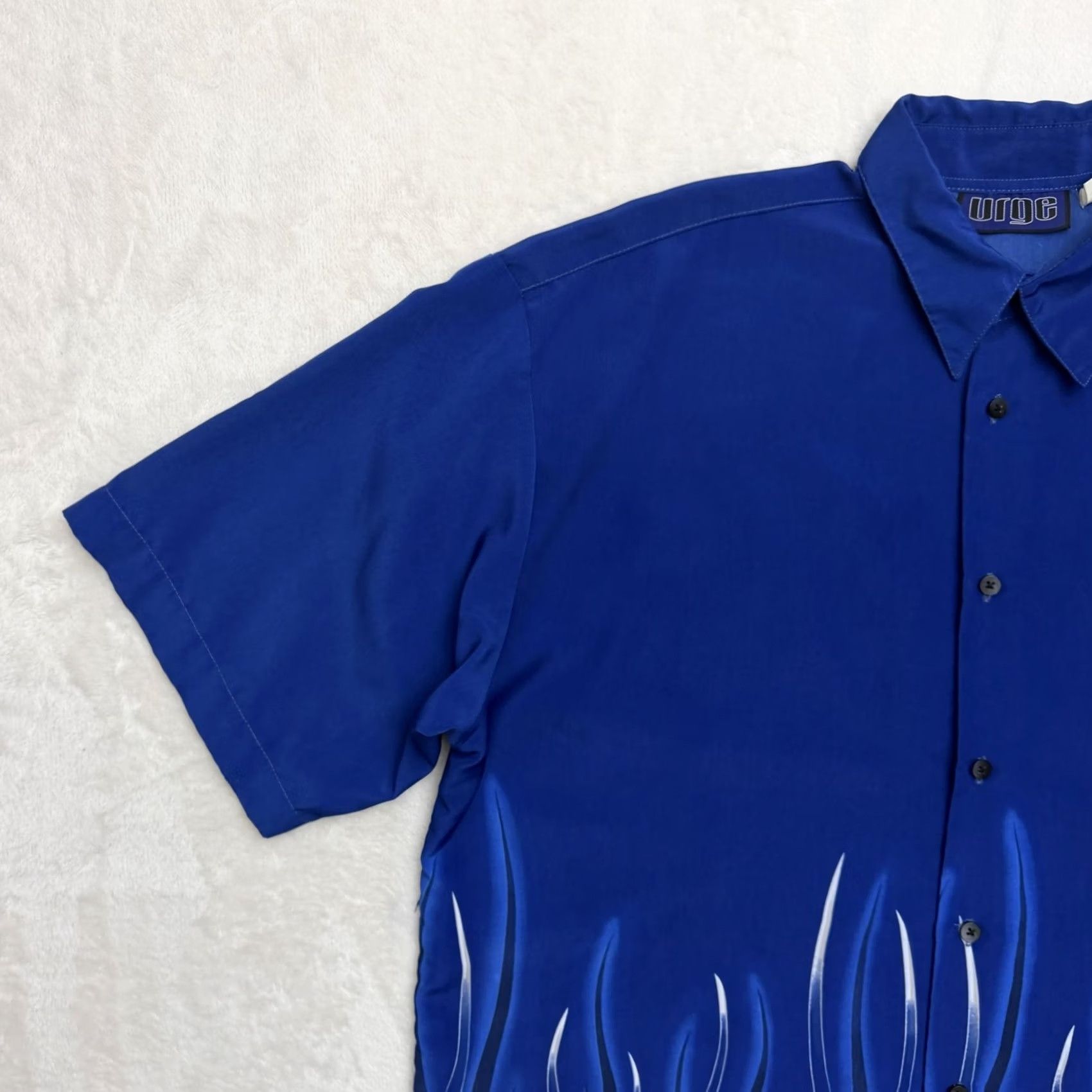 Vintage Urge Shirt Mens 2XL Blue Flame Graphic Button Up Short Sleeve Camp Casual Size US XXL / EU 58 / 5 - 7 Thumbnail