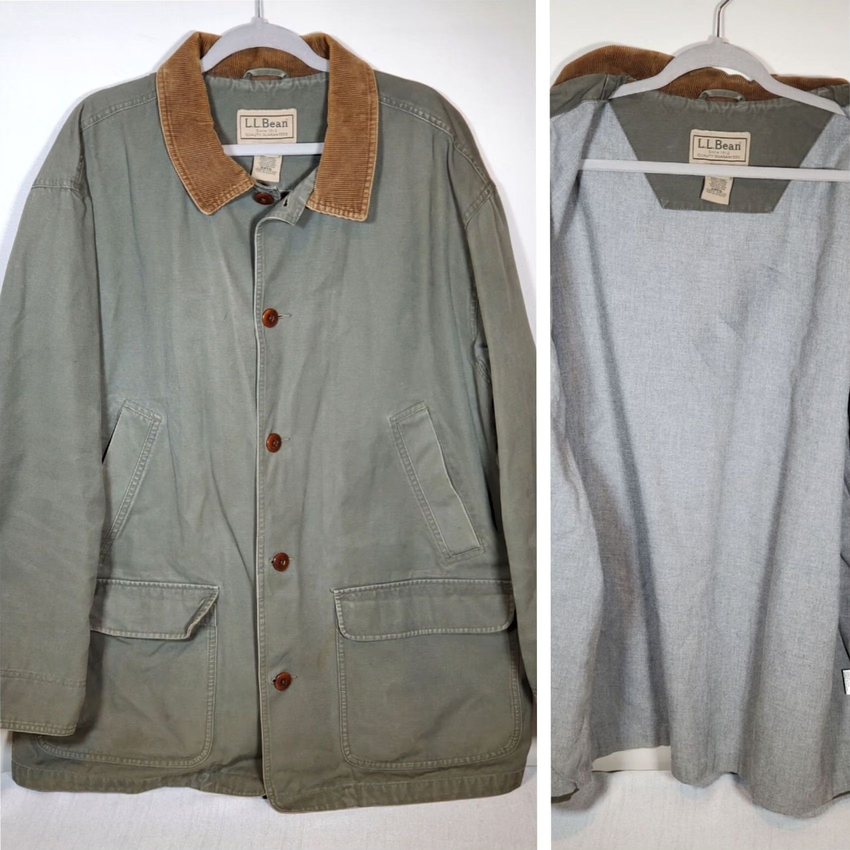 Vintage Vintage L.L. Bean Original Field Coat 0 WY16 Lined Barn Chore Jacket Moss Green - XXL Mens Utility Size US XXL / EU 58 / 5 - 2 Thumbnail