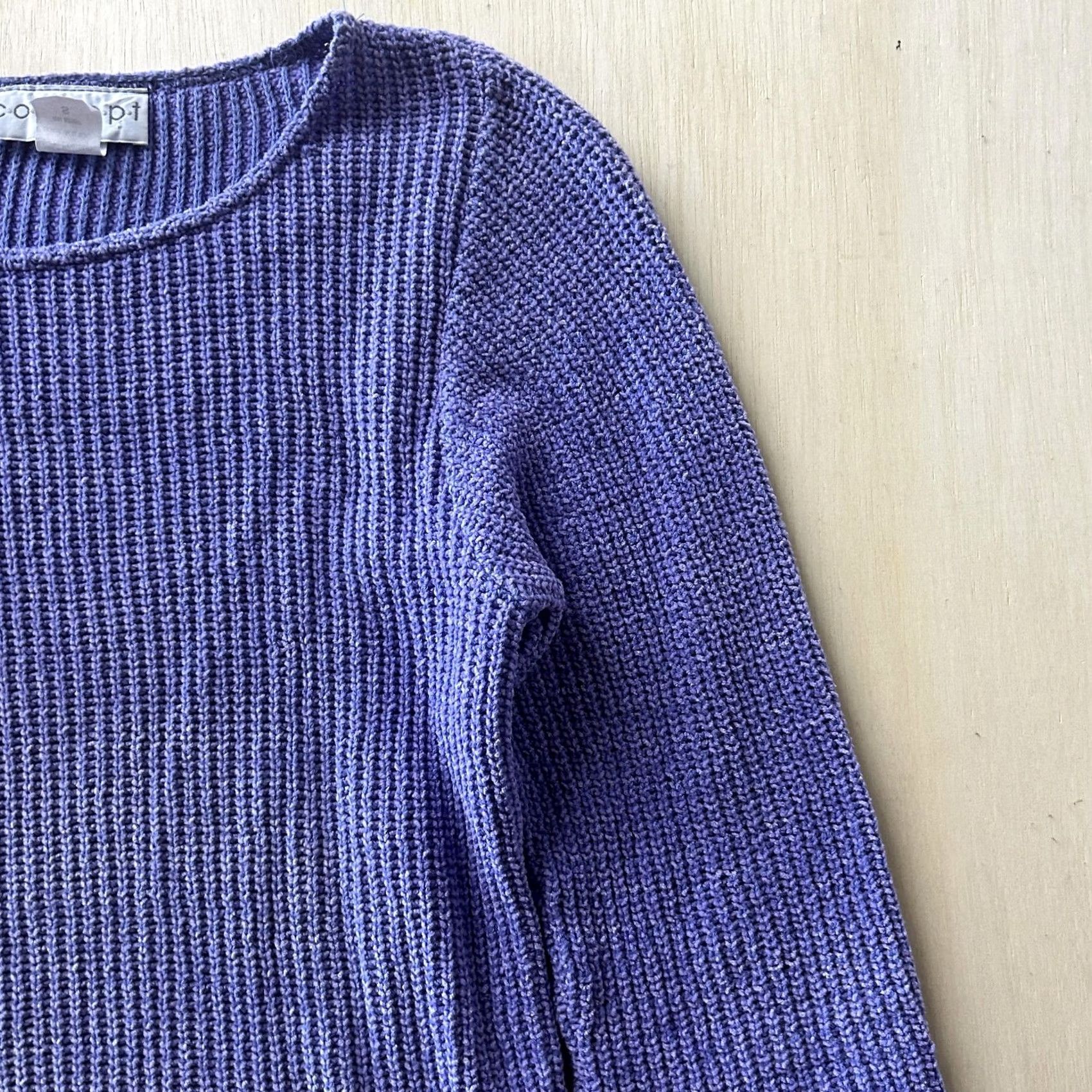 Vintage VINTAGE Concept Sweater Womens Small Purple Waffle Knit 3/4 Sleeve Crewneck USA Size S / US 4 / IT 40 - 2 Thumbnail