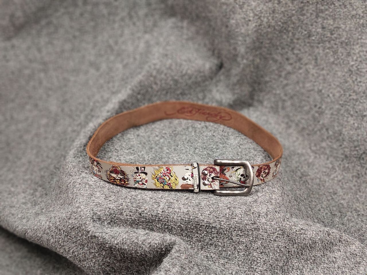 Ed Hardy Vintage Ed Hardy Multi Logo Brown Leather Belt Y2K Style Size ONE SIZE - 17 Thumbnail