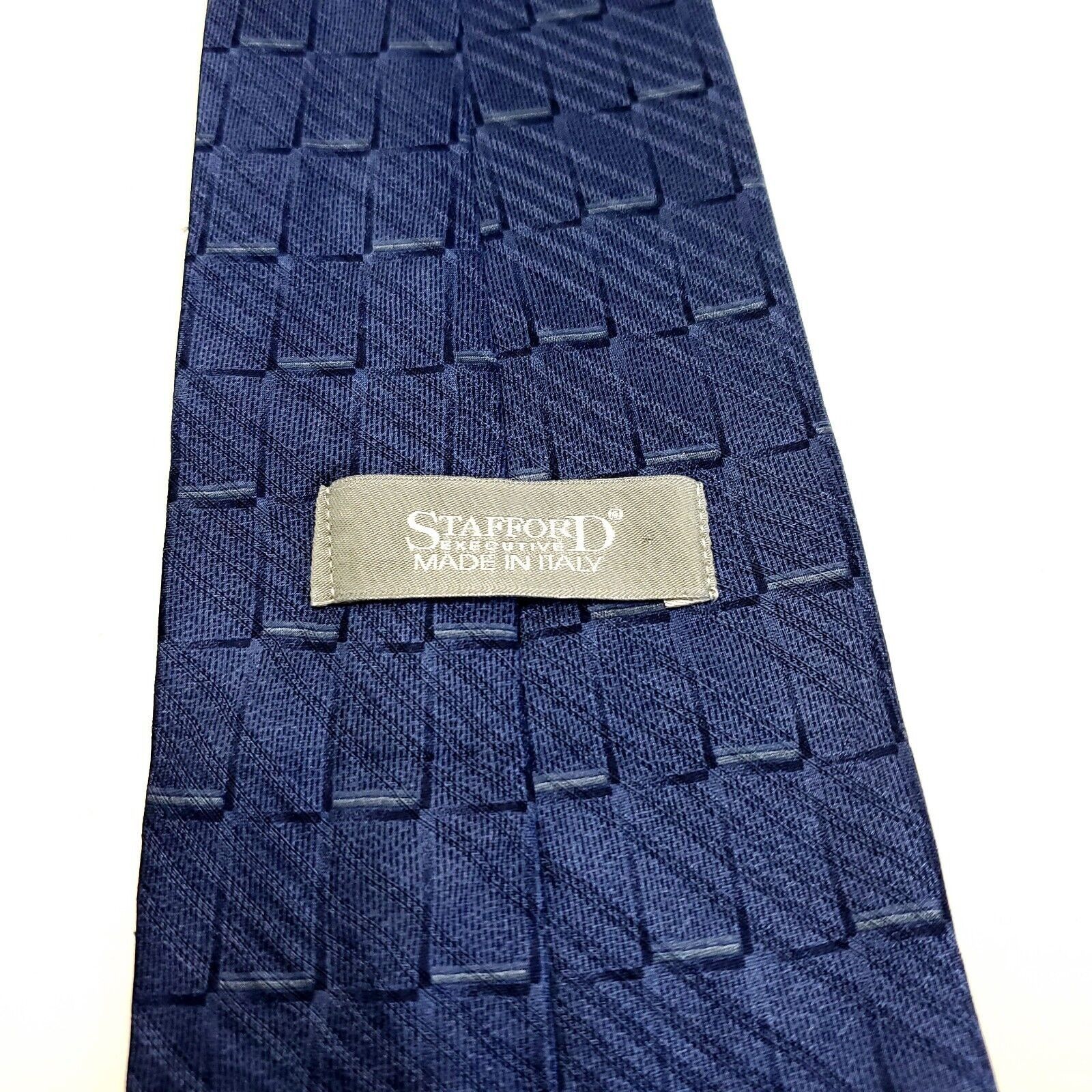 Stafford Stafford Italy Blue Abstract Jacquard Wide Silk Tie Size ONE SIZE - 3 Thumbnail