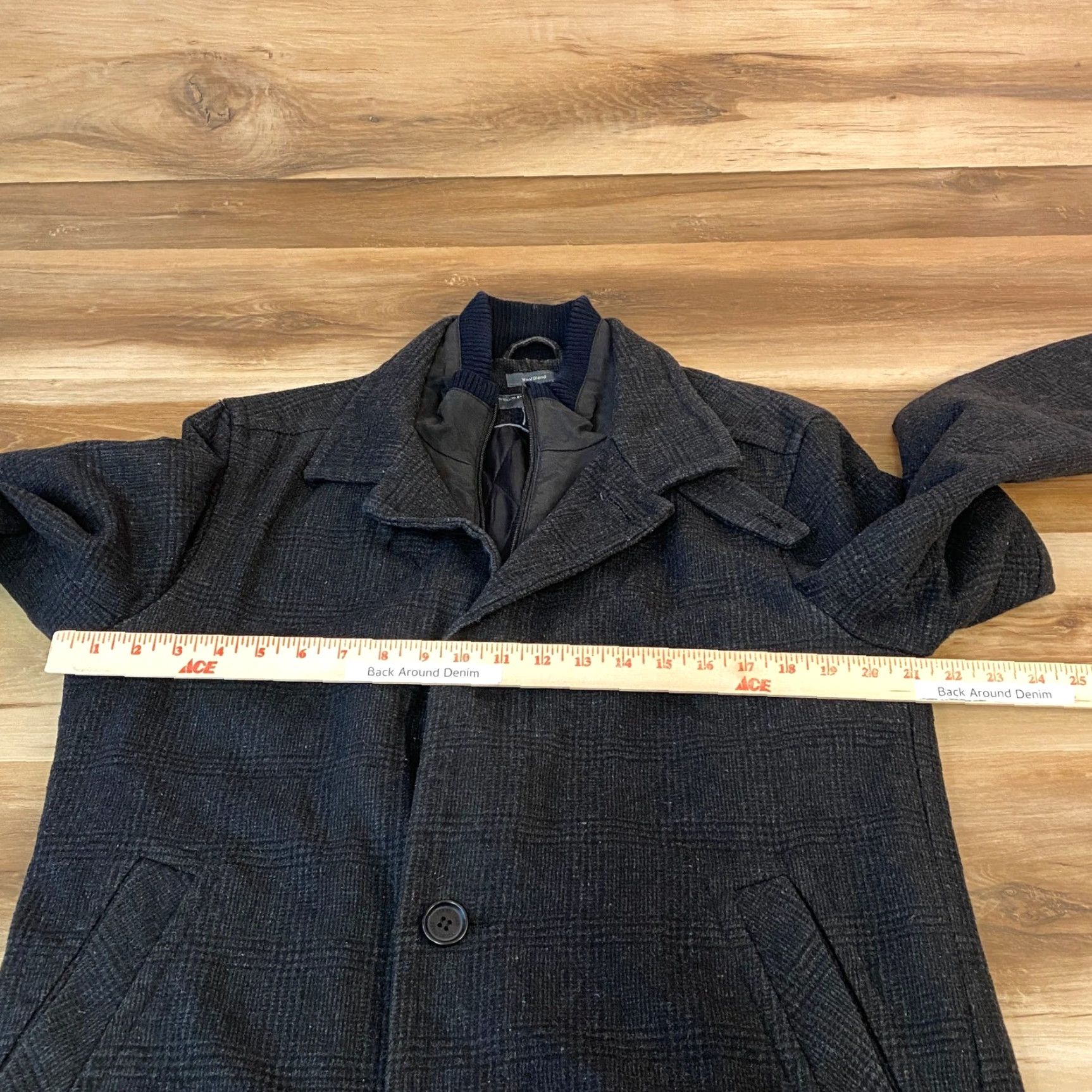 Perry Ellis Perry Ellis Portfolio Coat Mens Small Wool Blend Glen Plaid Car Coat Charcoal Size US S / EU 44-46 / 1 - 7 Thumbnail