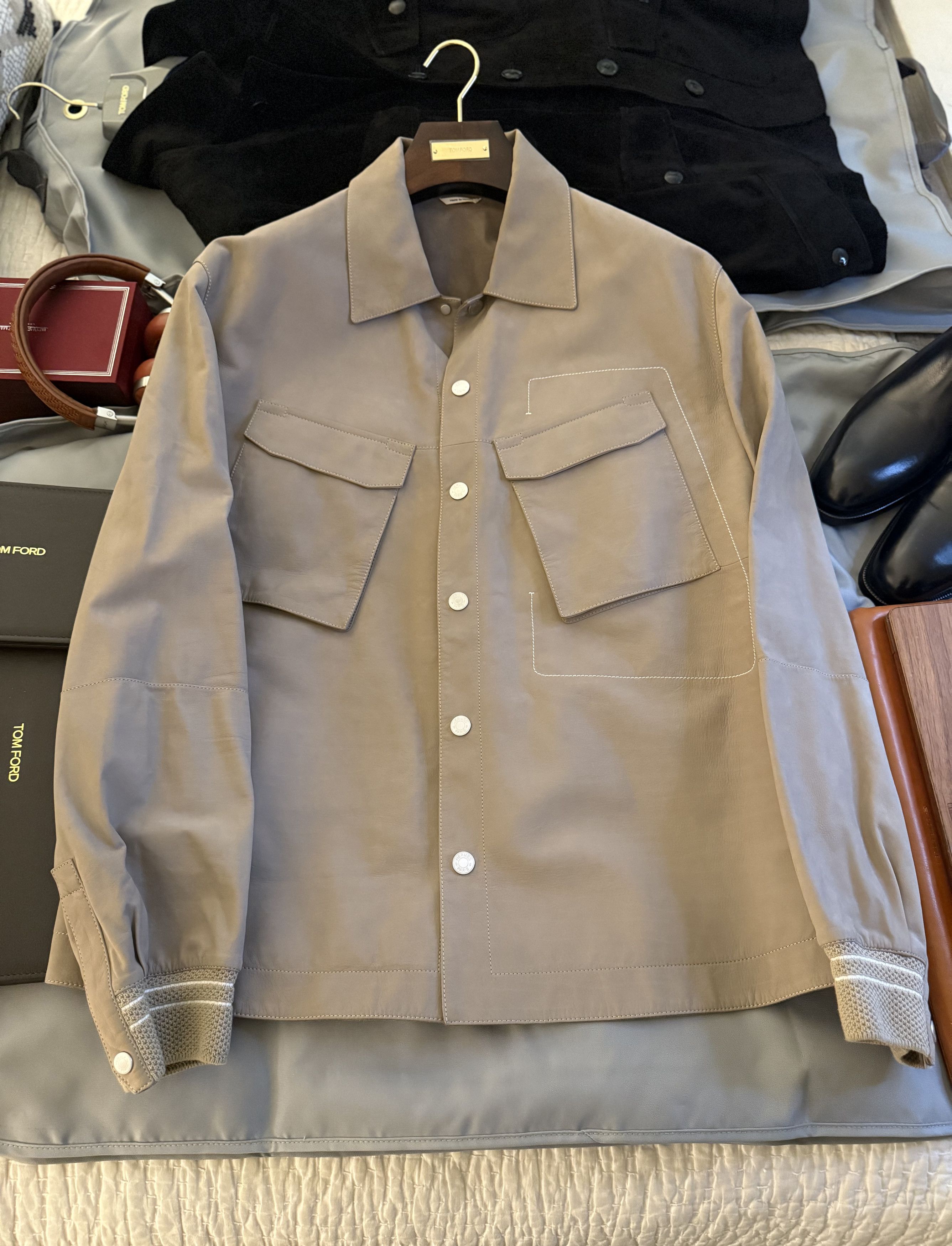 Hermes Best Dressed Ultra Rare $15K w/tax HERMES Calfskin Overshirt Size US XL / EU 56 / 4 - 18 Thumbnail