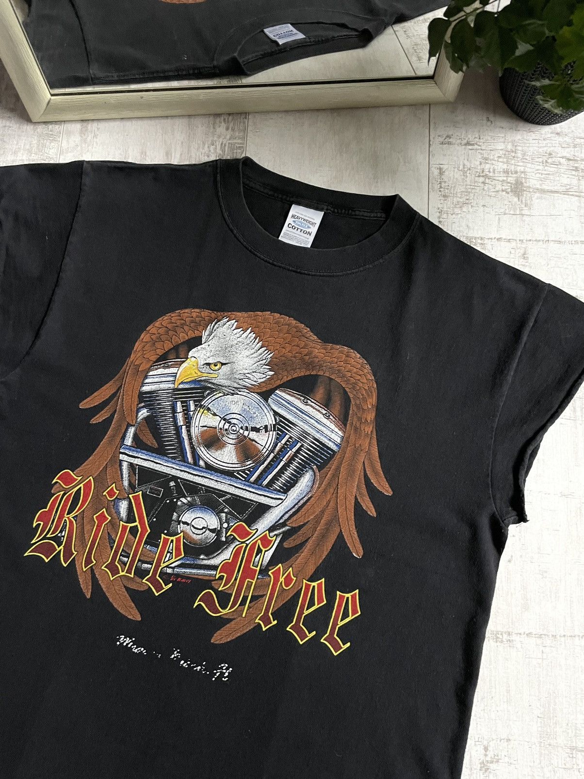 Harley Davidson × Tultex × Vintage VTG 90’s Ride Week Motorcycles T-Shirt Tultex Eagle RARE Size US M / EU 48-50 / 2 - 3 Thumbnail