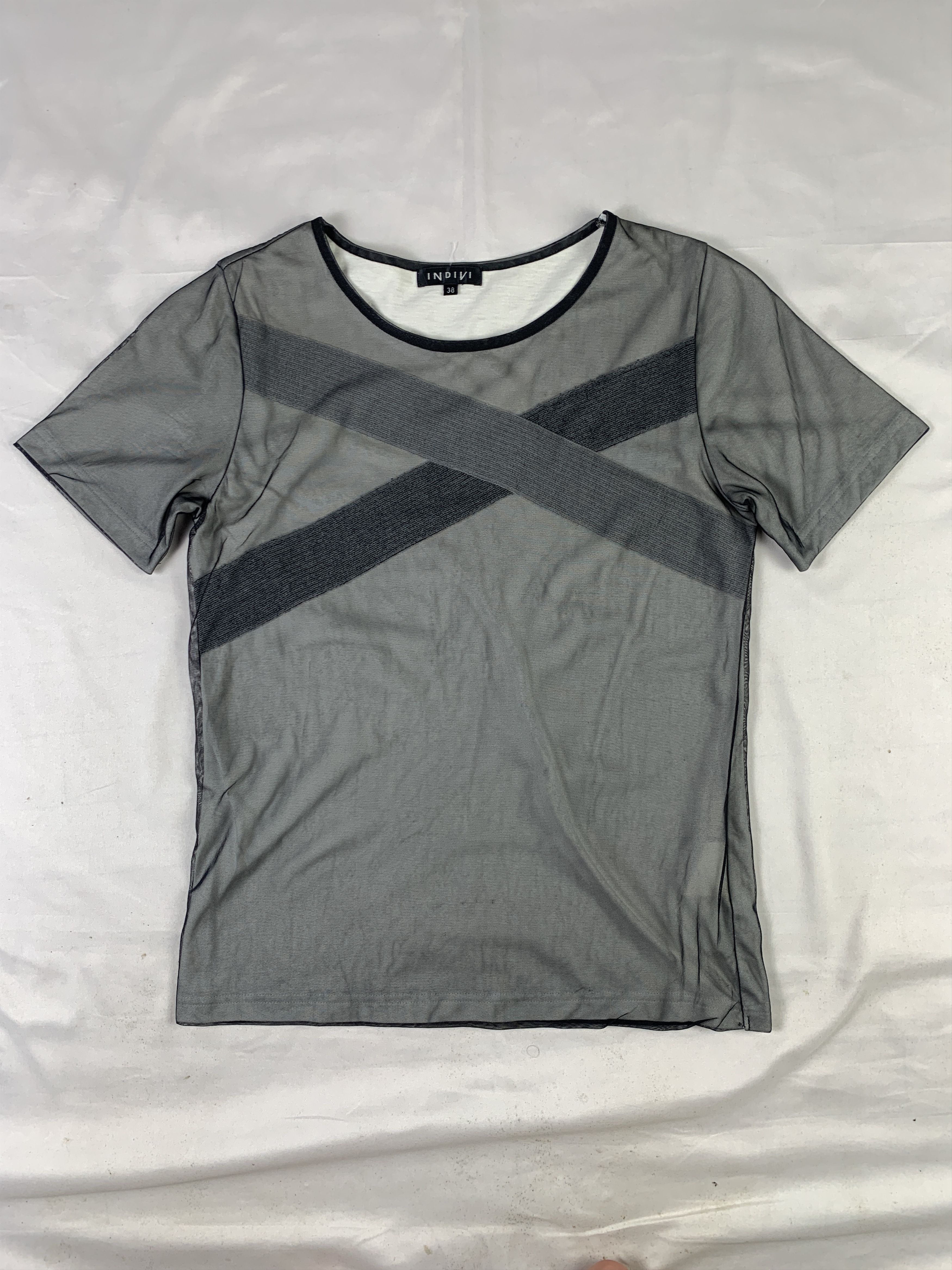 Japanese Brand Indivi Japan Mix Mesh Top (M) Size M / US 6-8 / IT 42-44 - 1 Thumbnail