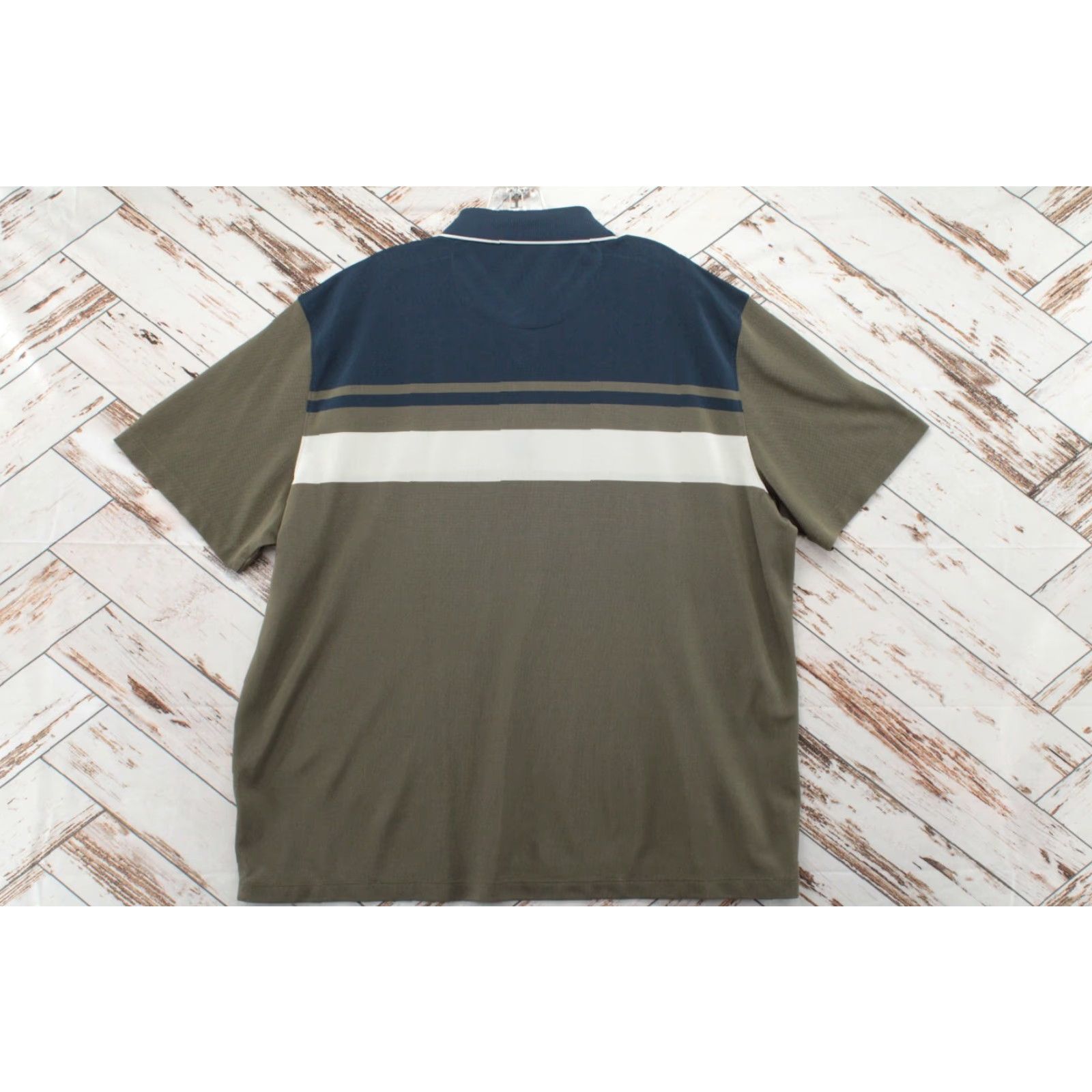 UNTUCKit UNTUCKit Performance Shirt Mens 2XL Collared Polo Green Striped Short Sleeve Golf Stylish Size US XXL / EU 58 / 5 - 2 Thumbnail
