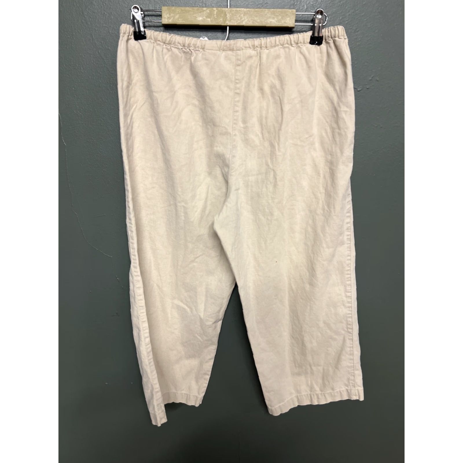 Liz Claiborne Liz Claiborne Beige Linen Pants Women Medium Wide-Leg Chino Elastic Waist Linen Blend Casual Travel 90s (if applicable) Men’s/Women’s? Size 32" / US 10 / IT 46 - 3 Thumbnail