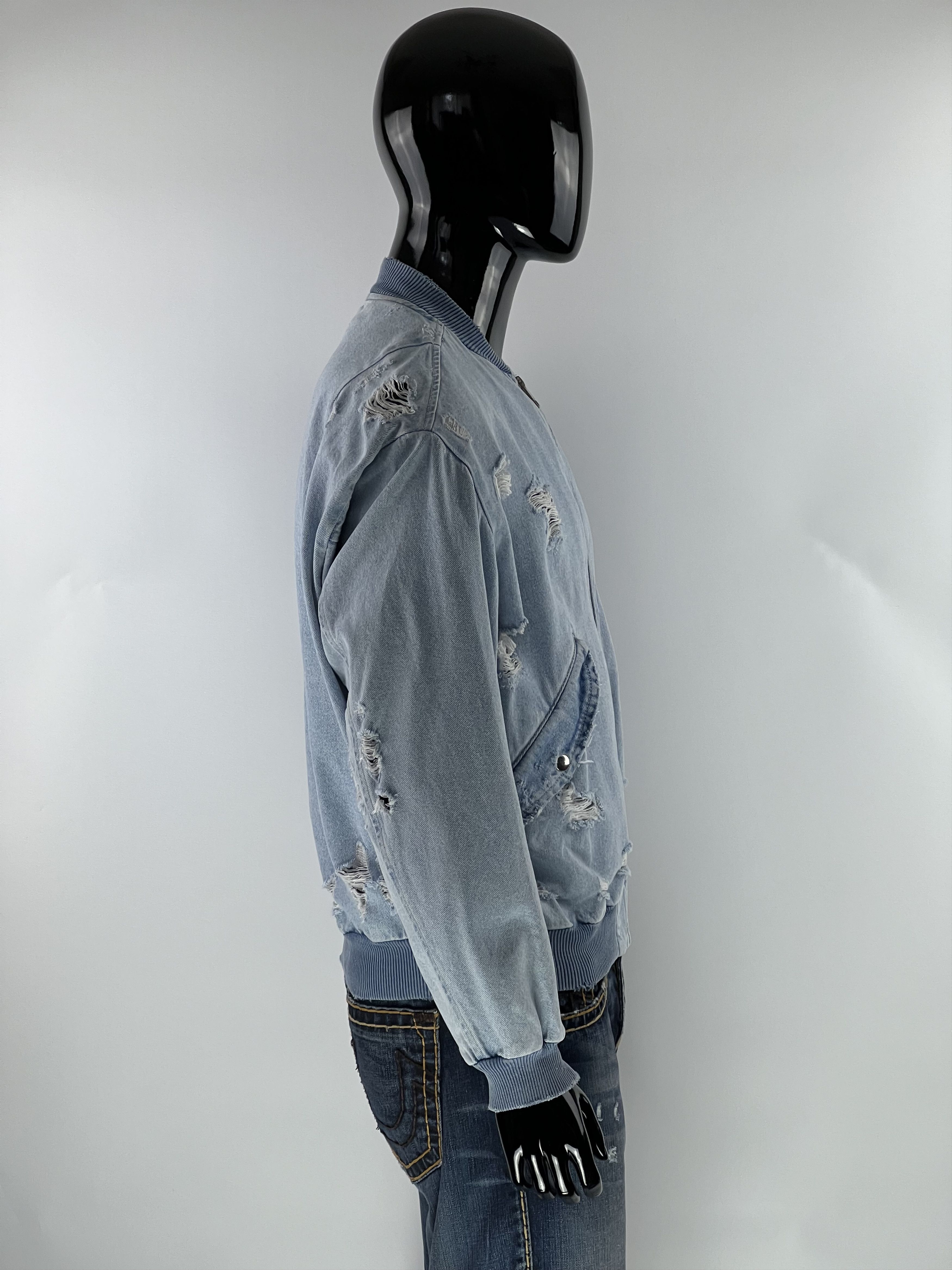 Distressed Denim Streetwear Zara Zara Man Denim Bomber Jacket Distressed Light Blue Size S Grailed