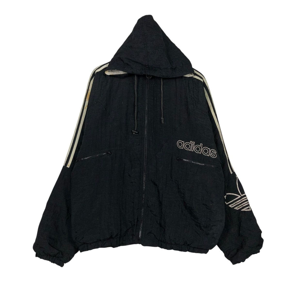 Adidas 🔥VINTAGE NYLON BOMBER JACKET ADIDAS BIG LOGO EMBROIDERY Size US M / EU 48-50 / 2 - 3 Thumbnail