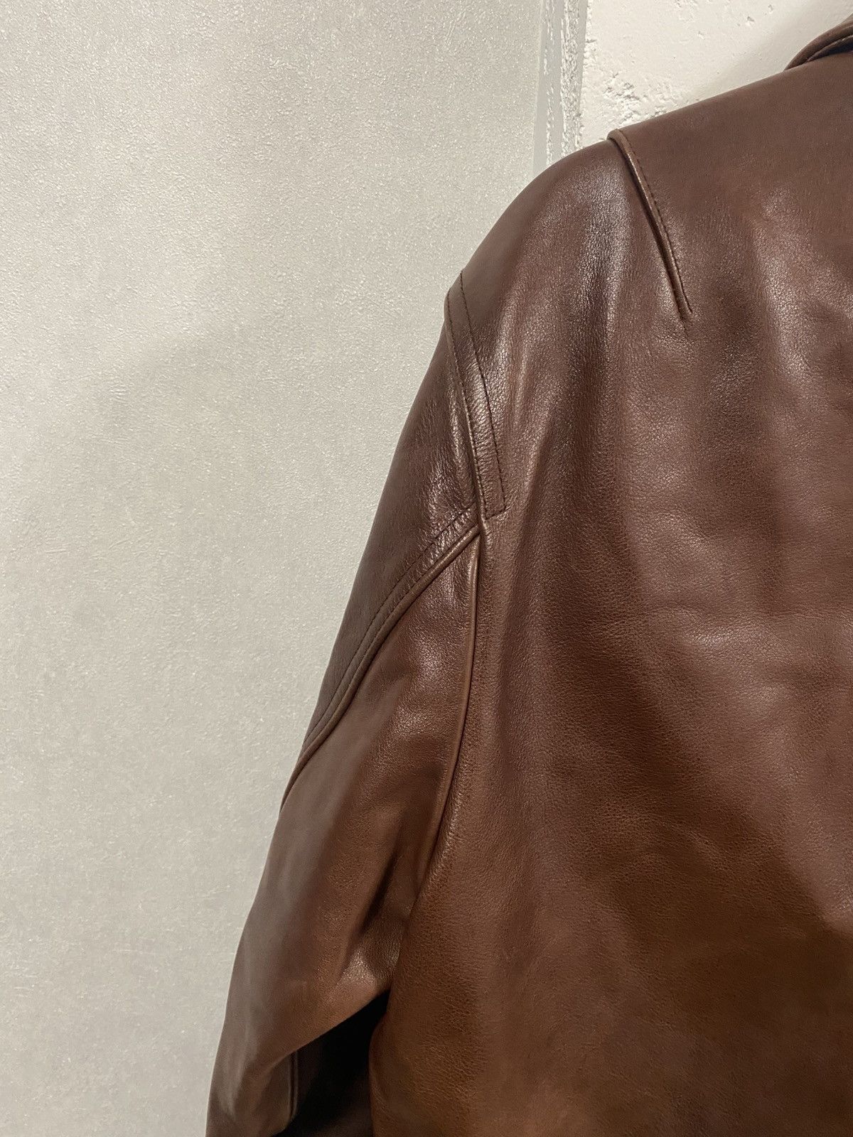 J.Crew J.Crew Brown Thik Leather Jacket Size: M Green Label Size US M / EU 48-50 / 2 - 18 Thumbnail