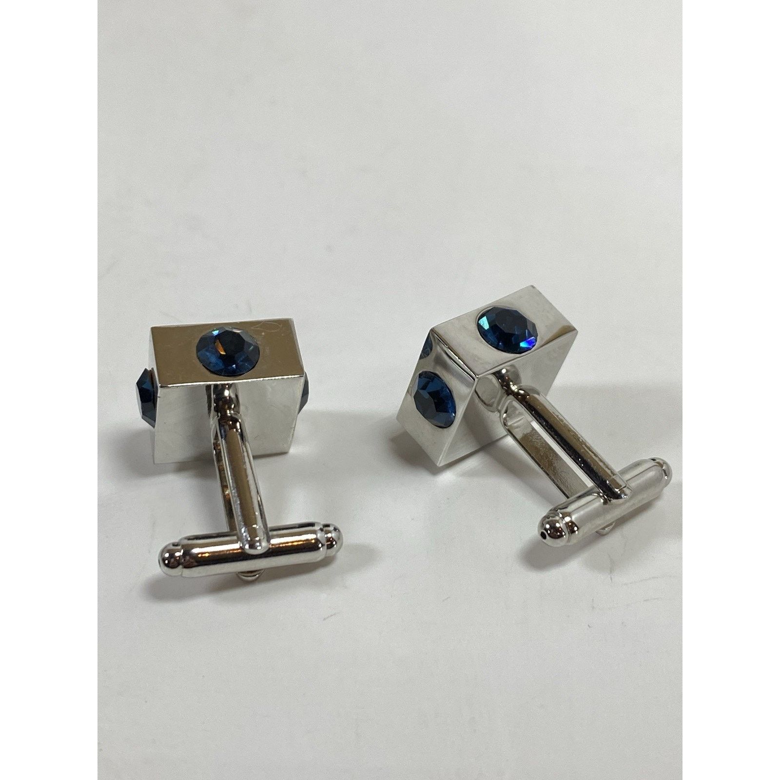 Other Cubic Cufflinks w Blue Stones Size ONE SIZE - 5 Thumbnail