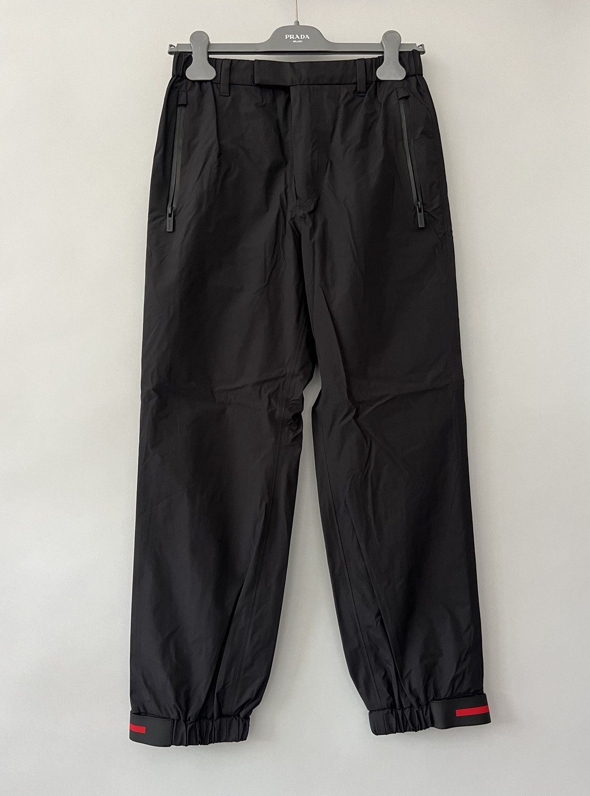 image of Prada Linea Rossa Gabardine Track Pants in Black, Men's (Size 30)