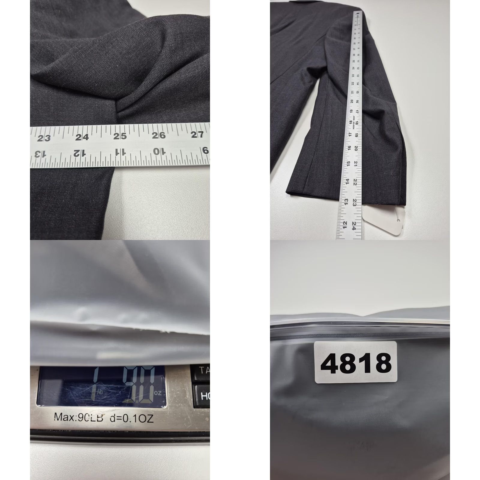 Pronto Uomo Prontomoda Suit Jacket Mens 48S Charcoal Merino Wool Oxford 2B Short Notch 2-Button Single-Breasted Wool Oxford 2P Formal Business Mens Size 48R - 8 Thumbnail