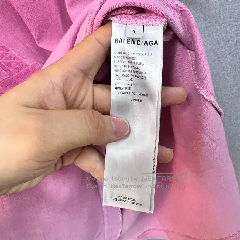 Balenciaga Balenciaga Distressed Pink Tower Short Sleeve Size US S / EU 44-46 / 1 - 5 Thumbnail