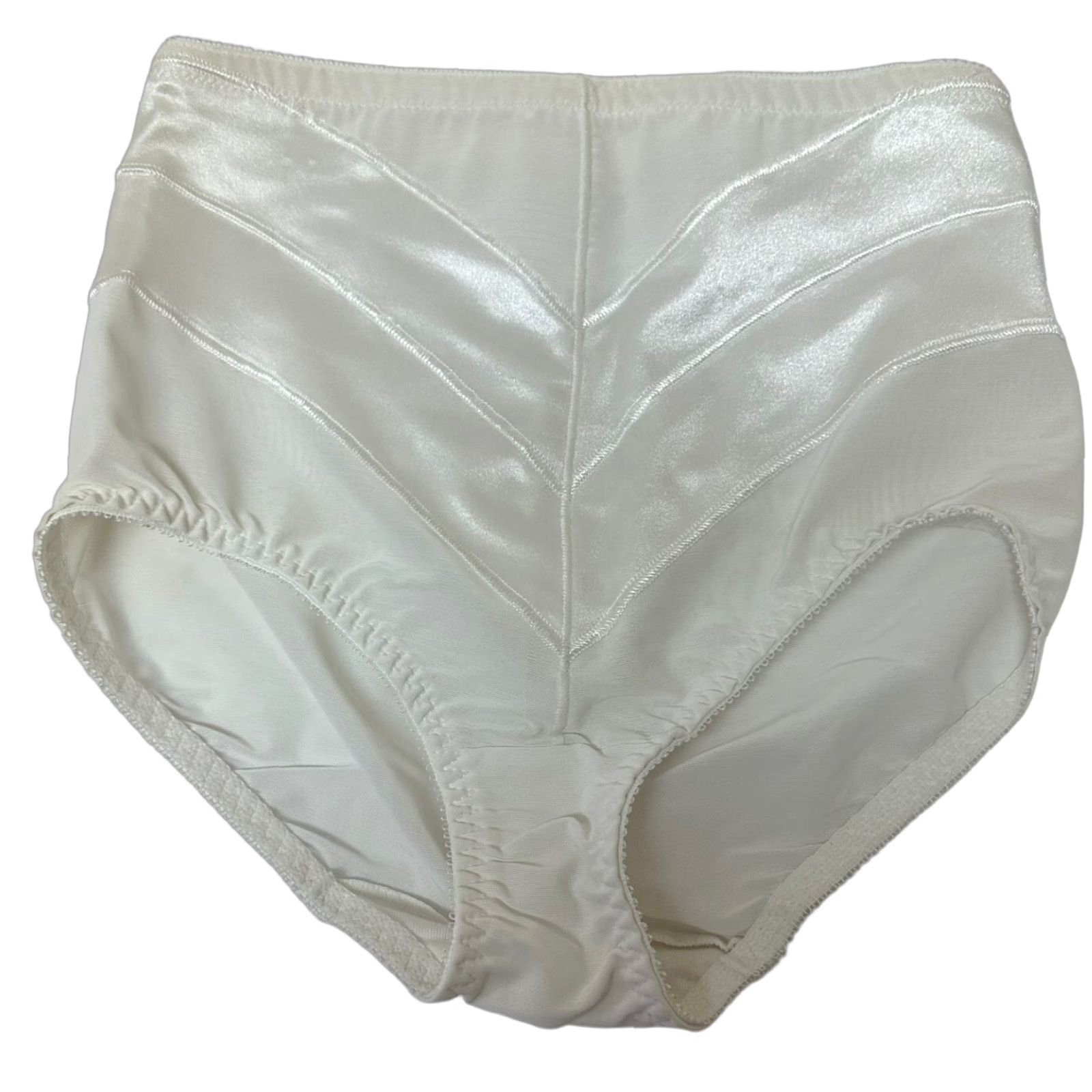 Vintage BALI Satin Chevron High Rise Brief Panty #8986 M White Slimming Smoothing Size 32" / US 10 / IT 46 - 1 Thumbnail