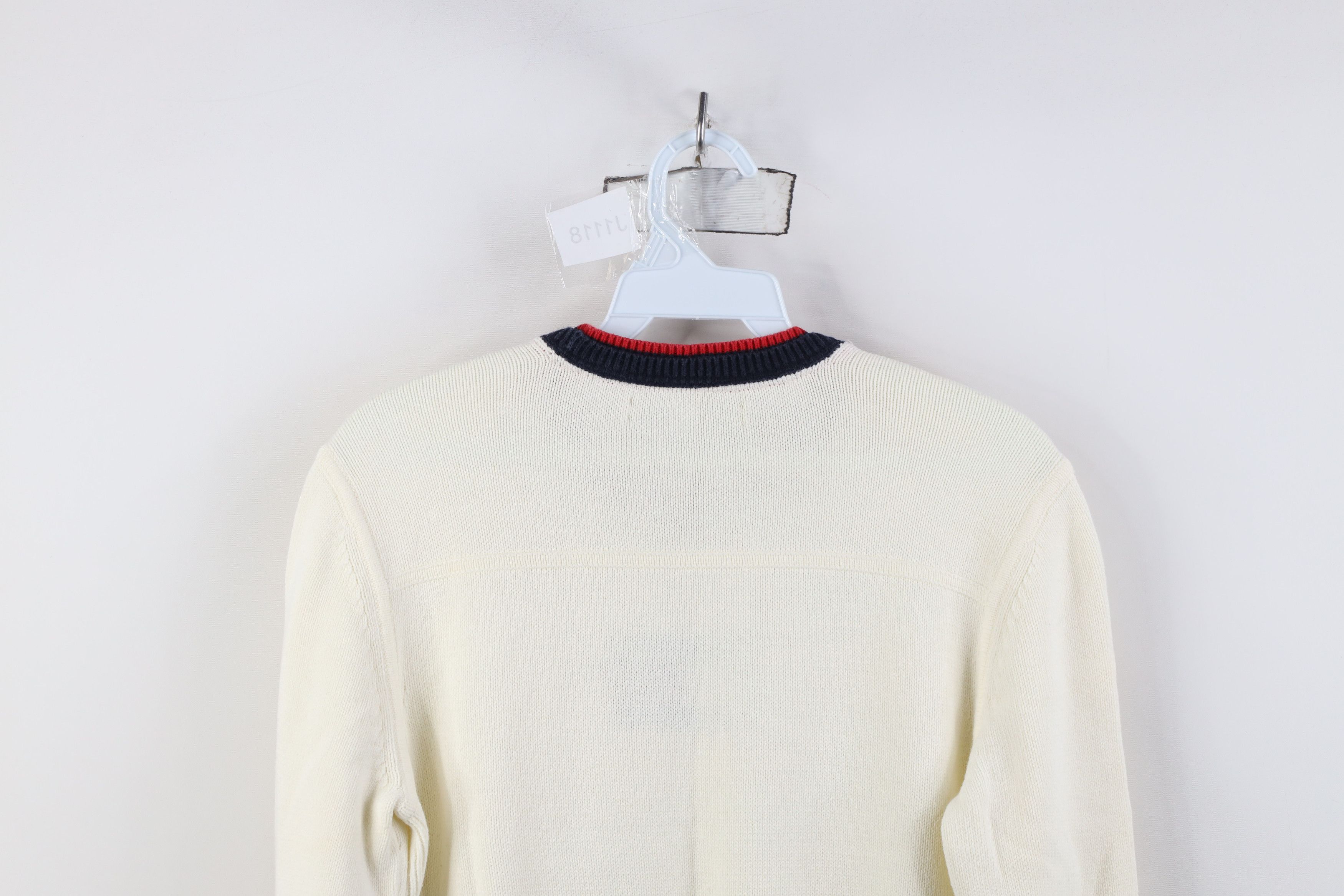 Tommy Hilfiger Vintage 90s Y2K Tommy Hilfiger Logo Knit Sweater Cream Size M / US 6-8 / IT 42-44 - 12 Thumbnail