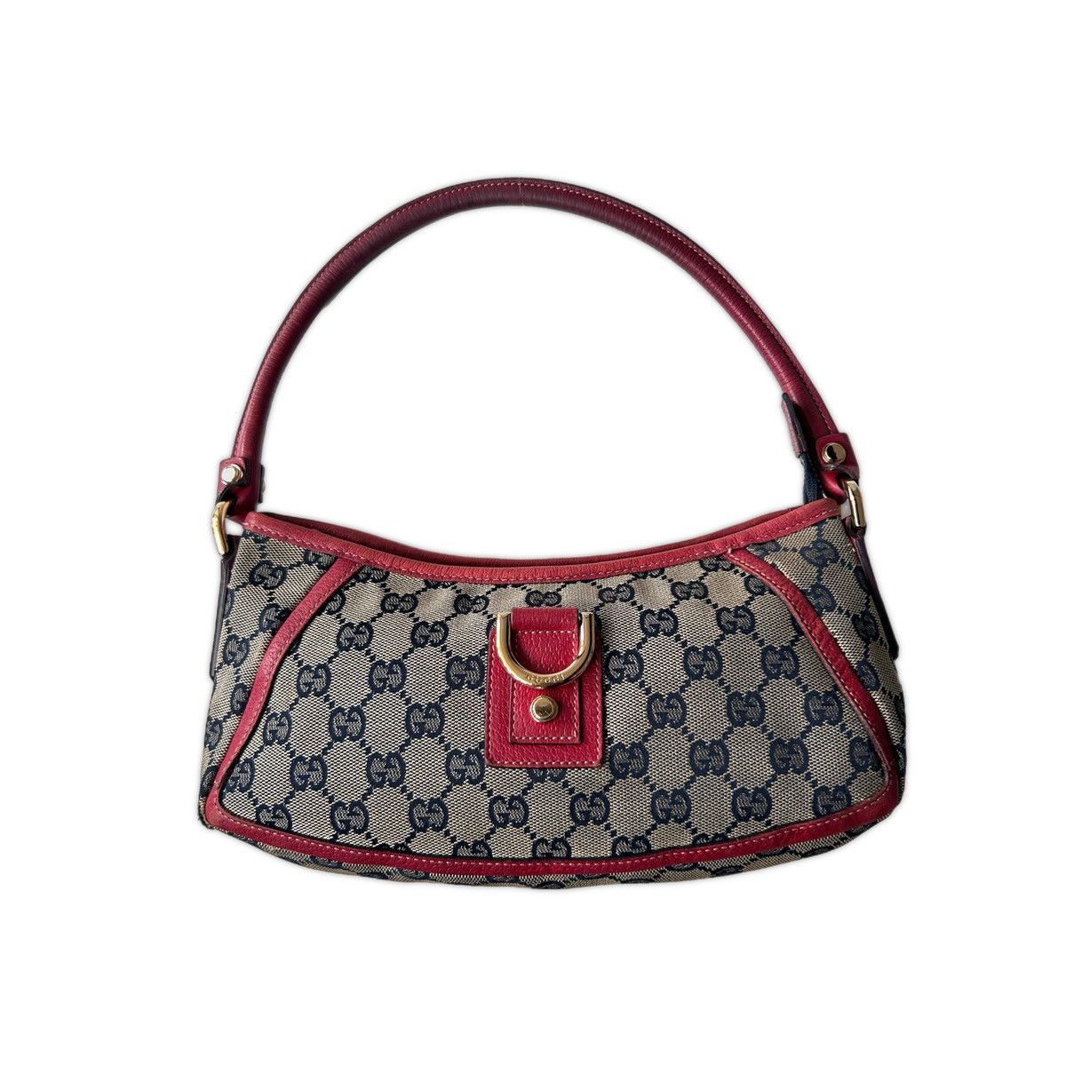 image of Vintage Gucci D-Ring Abbey Ring Pochette in Grey, Women's