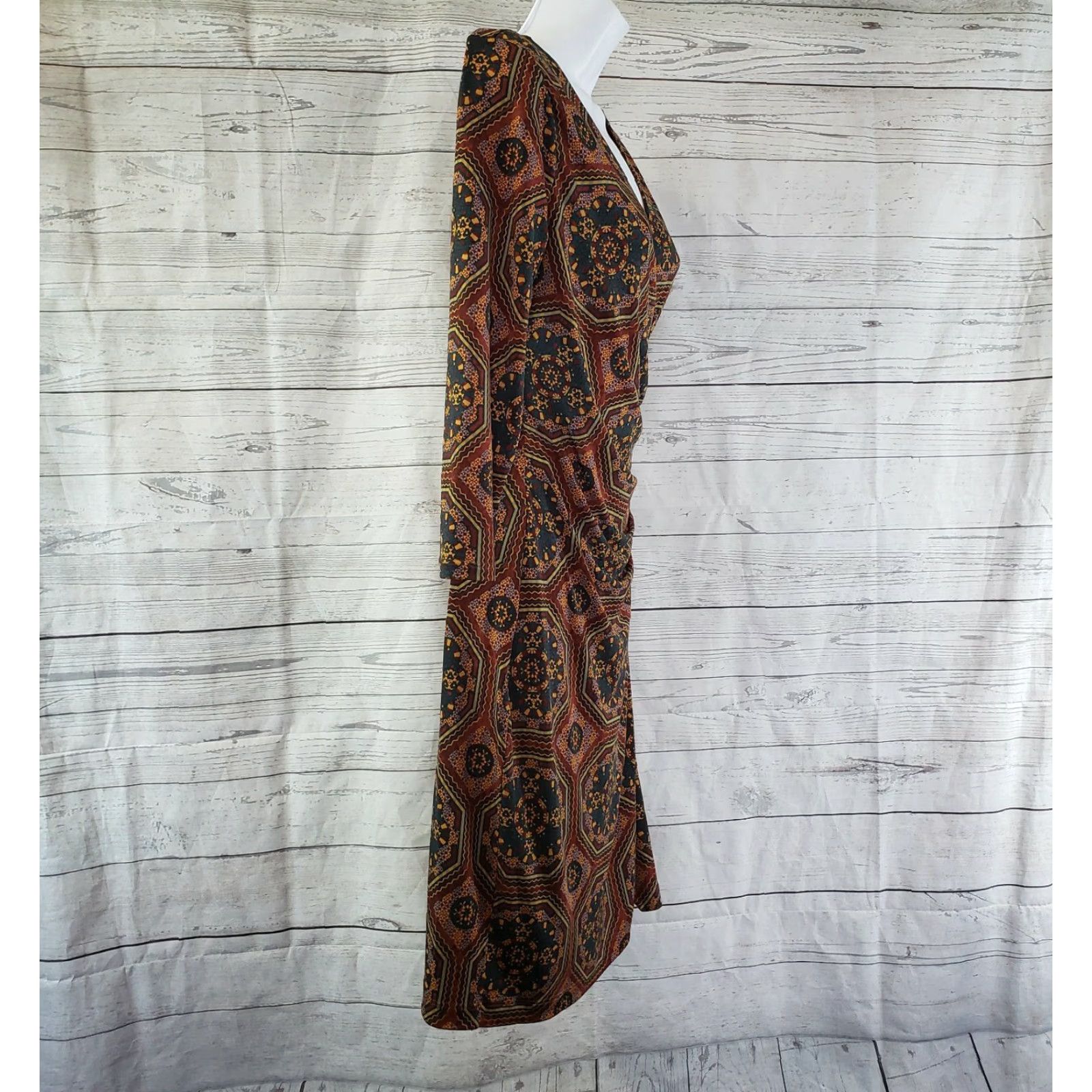 Vintage 41Hawthorn Womens Faux Wrap Dress Sz Small Green Brick Red Zips V-Neck Dress S Red 90s? Size S / US 4 / IT 40 - 2 Thumbnail