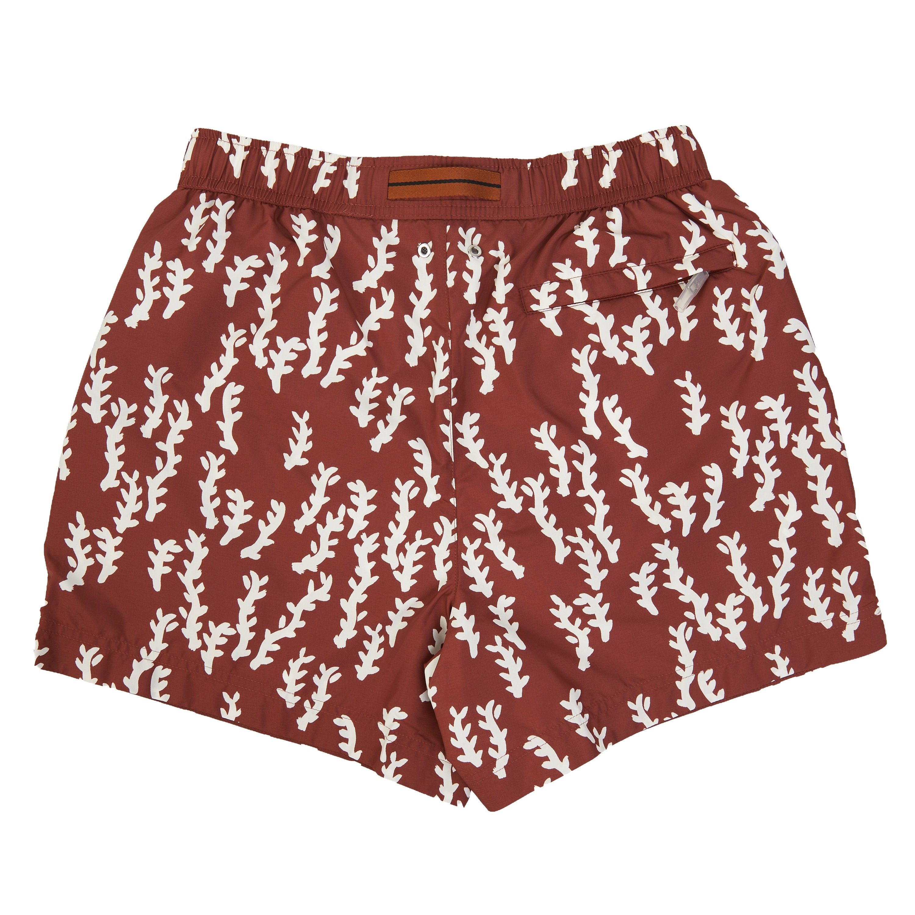 Ermenegildo Zegna Terracotta White Oasi Print Swim Trunks Size L Size US 34 / EU 50 - 2 Thumbnail