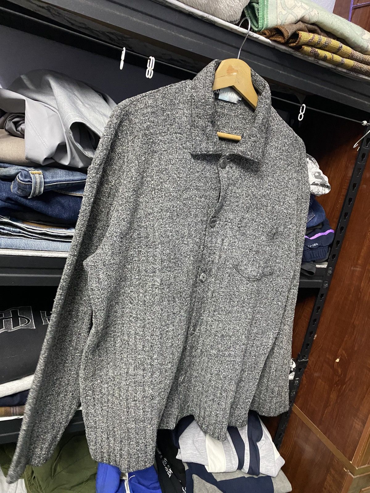 Kansai Yamamoto Kansai Man Twill Overshirt Dark Grey Knitwear Size US L / EU 52-54 / 3 - 3 Thumbnail
