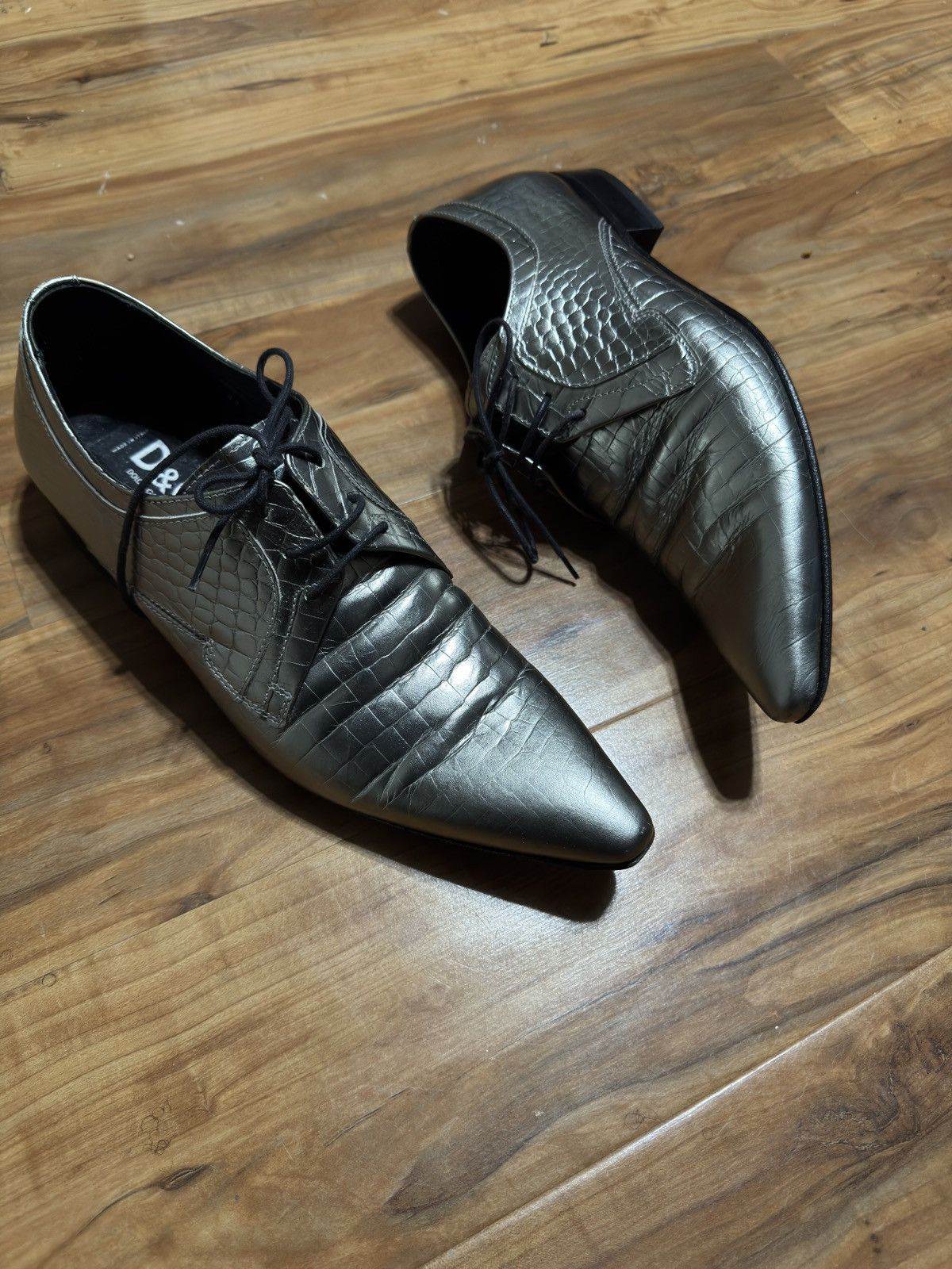 Dolce & Gabbana Dolce & Gabbana Alligator Embossed Silver Derbies Size US 8.5 / EU 41-42 - 1 Thumbnail