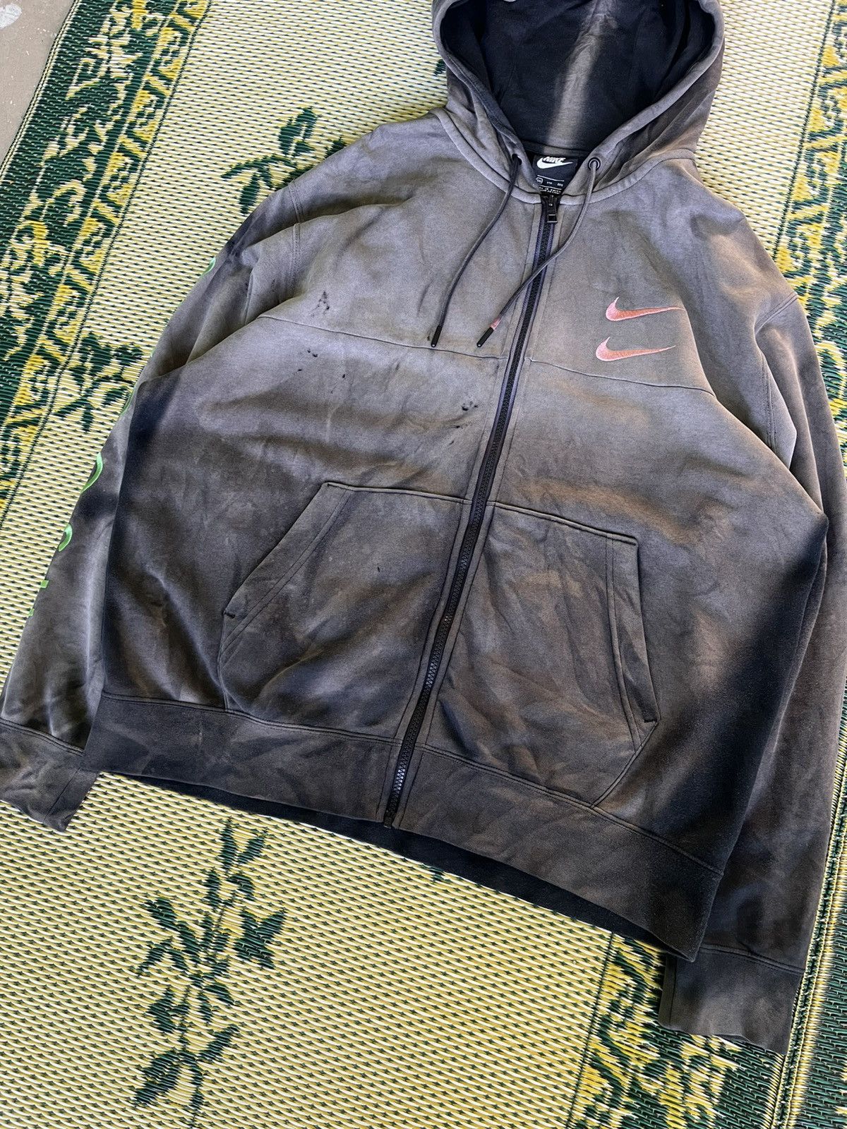 Nike Nike Distressed Zip Hoodie Double Swoosh Sleeve Logo Size US XL / EU 56 / 4 - 3 Thumbnail