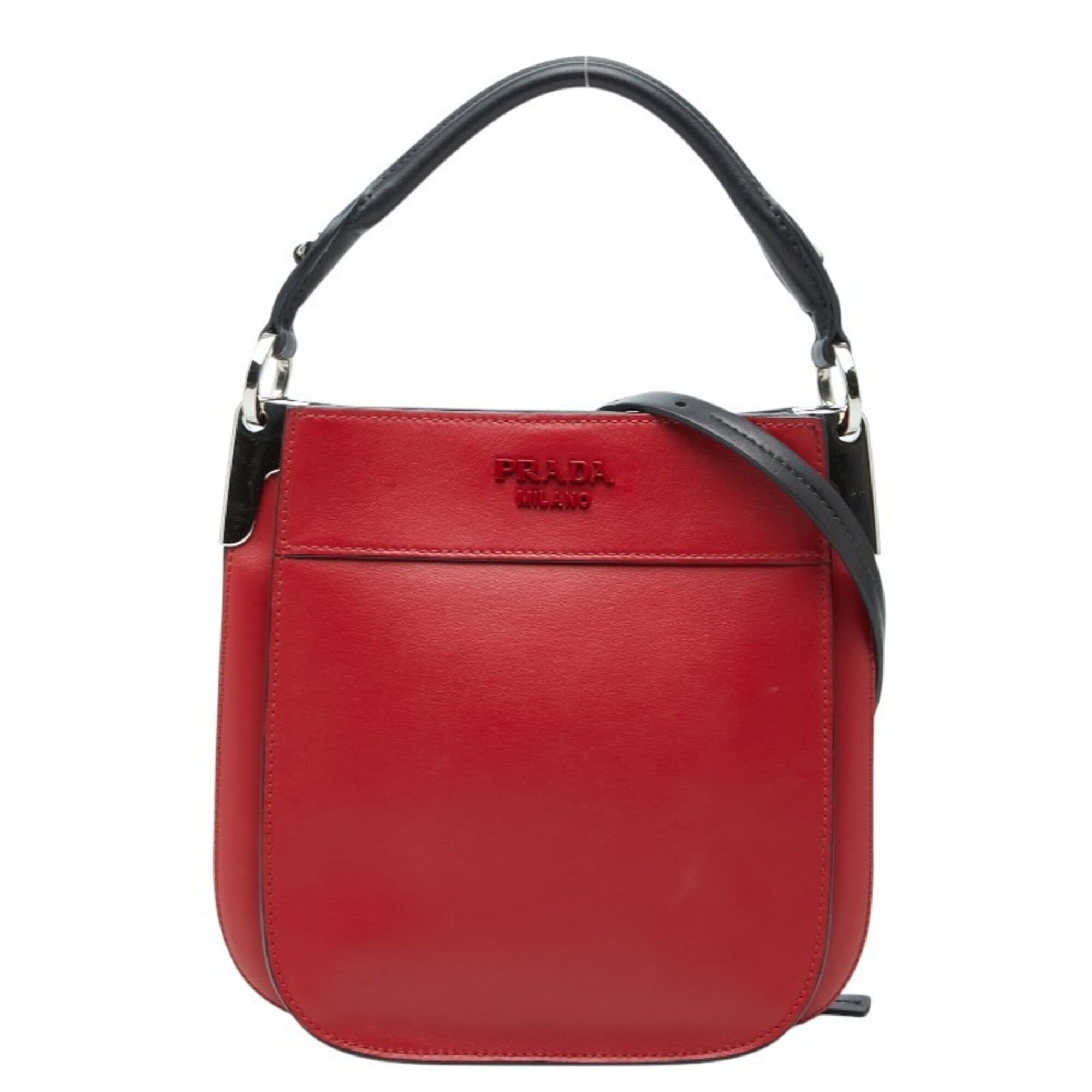 Prada Prada Maggit Handbag Shoulder Bag 2WAY 1BC082 Red Leather Women's PRADA Size ONE SIZE - 1 Thumbnail