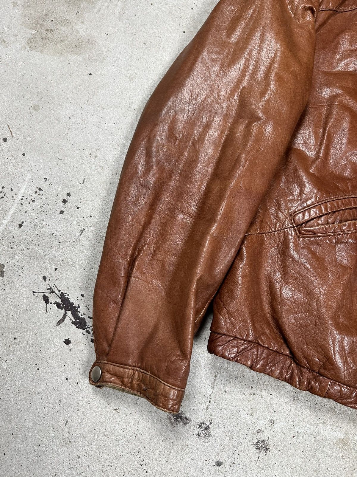 Vintage Vintage 90s Brown Leather Reversible Rare Bomber Jacket Size US L / EU 52-54 / 3 - 5 Thumbnail