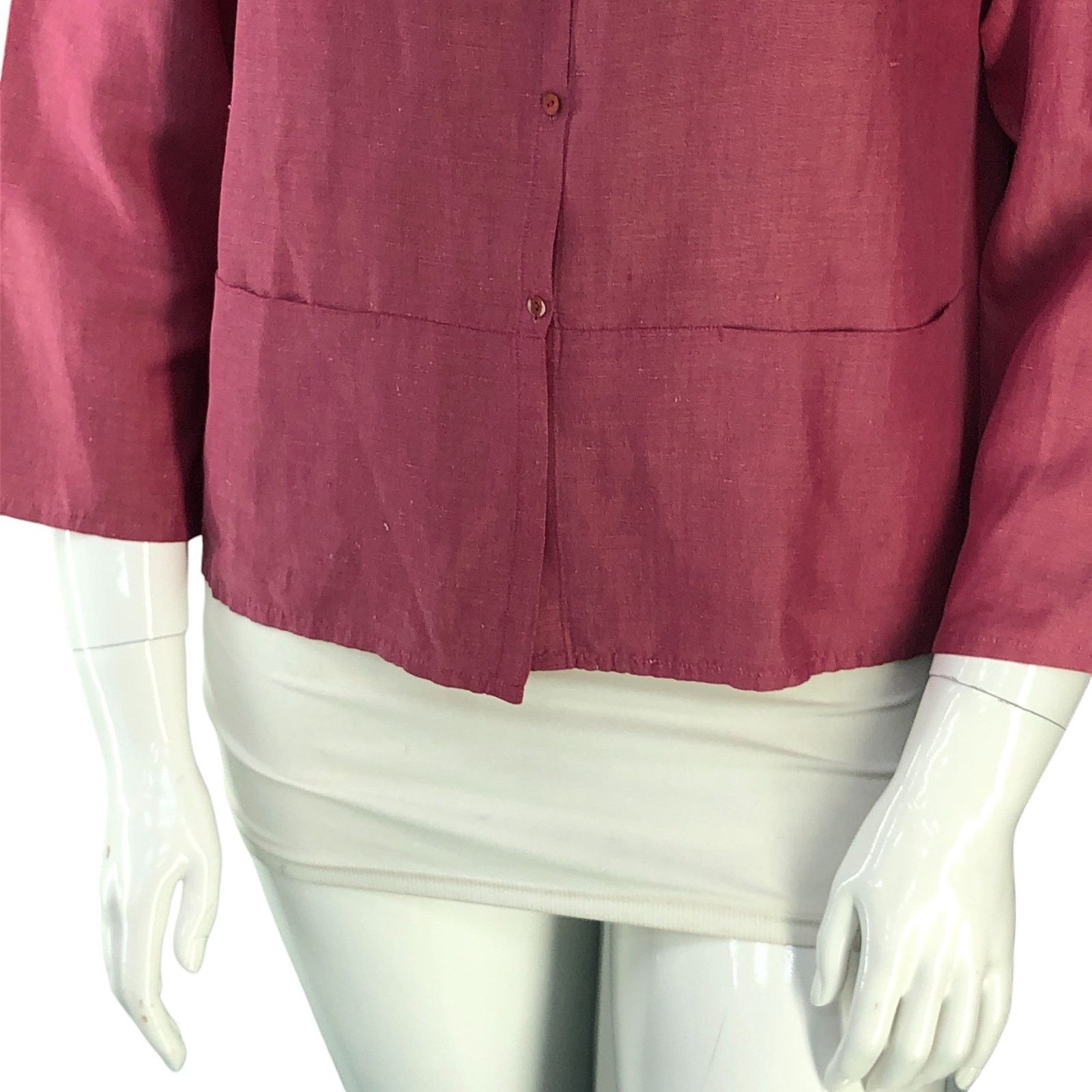 Eileen Fisher Eileen Fisher Size M Top Shirt Jacket Linen Silk POCKETS Size M / US 6-8 / IT 42-44 - 3 Thumbnail