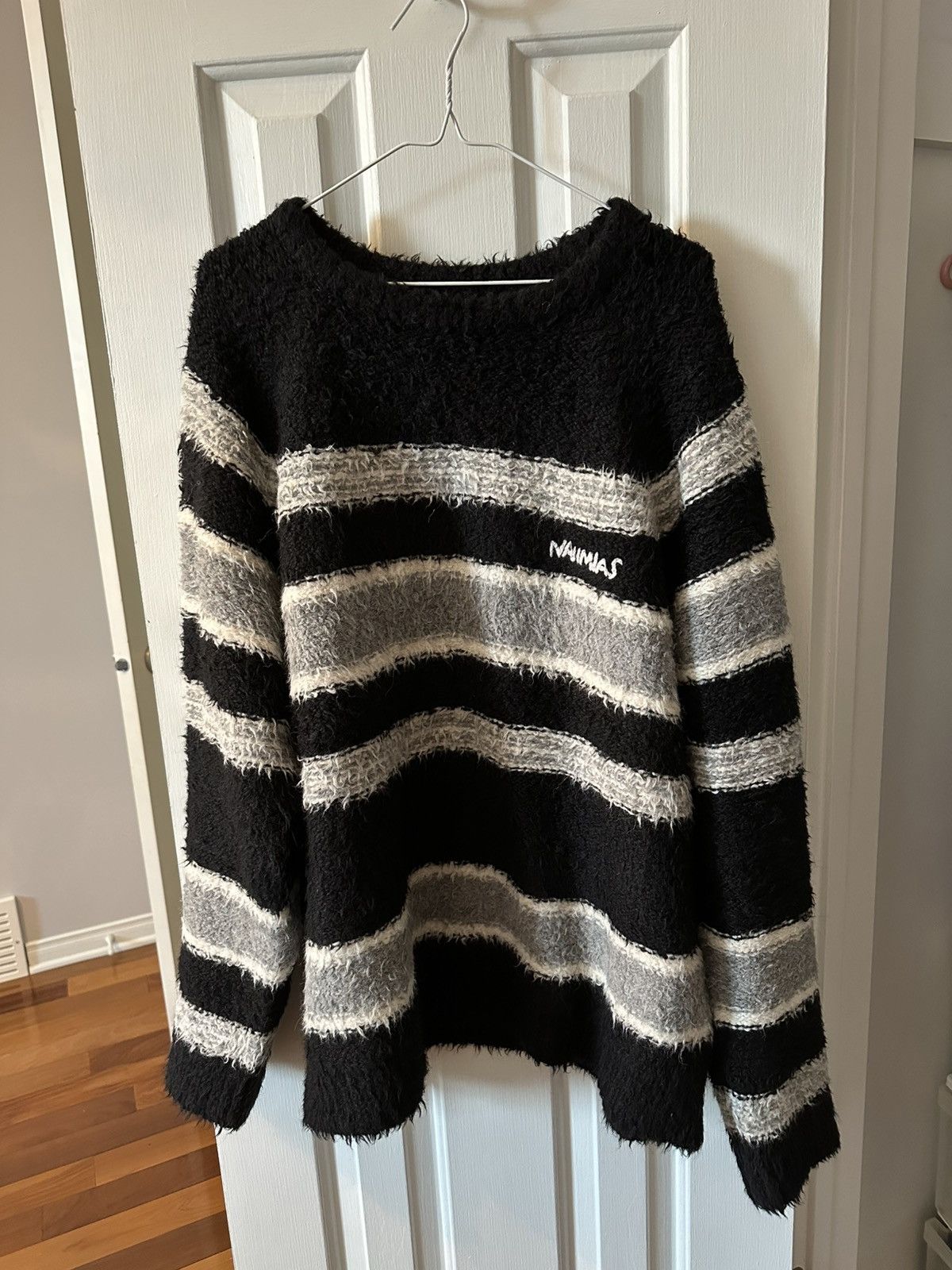 Nahmias Black Striped Knit Sweater Size US L / EU 52-54 / 3 - 2 Thumbnail