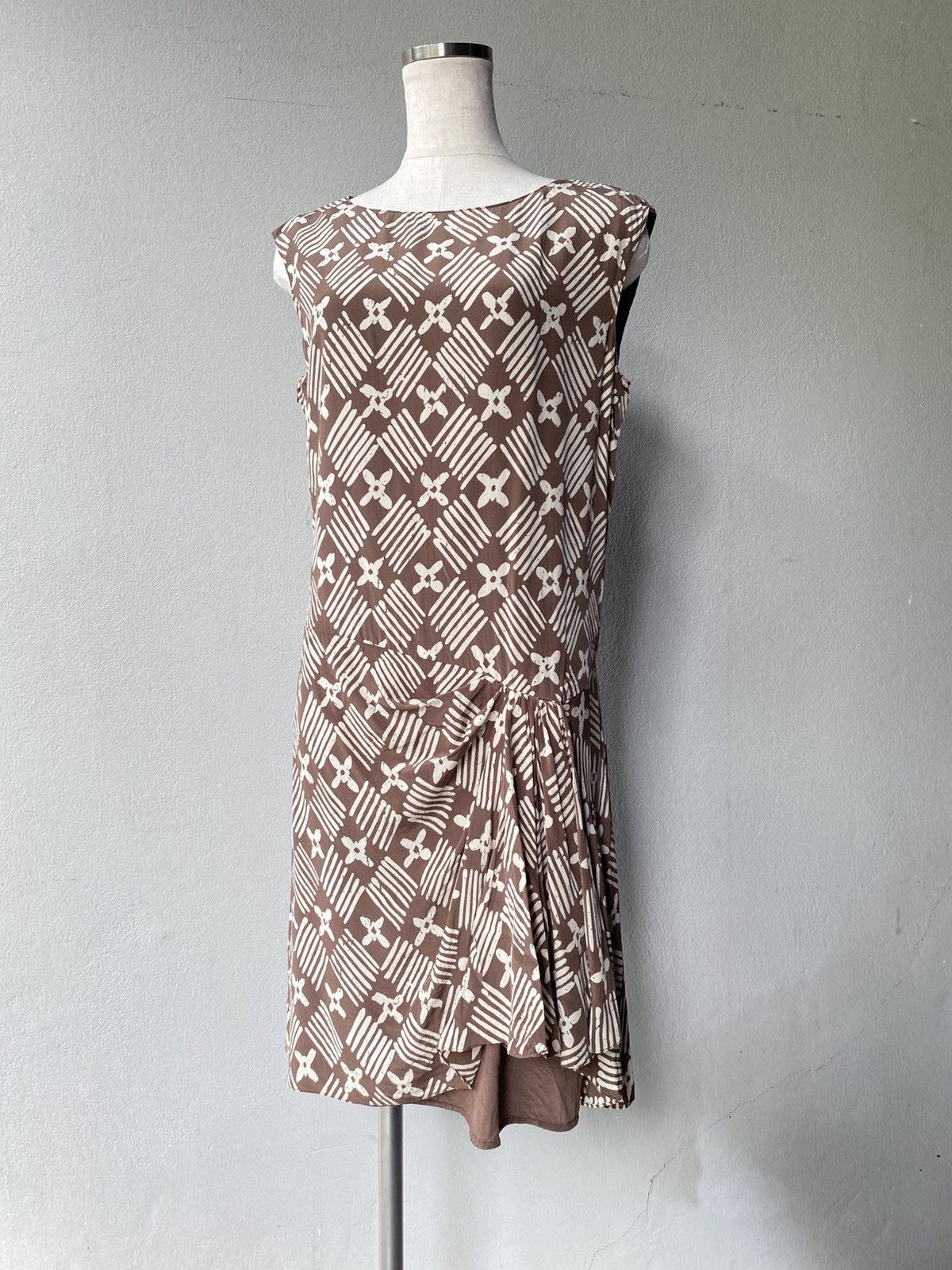 Valentino Valentino Boutique Brown and White Print Mini Dress Size ONE SIZE - 10 Thumbnail