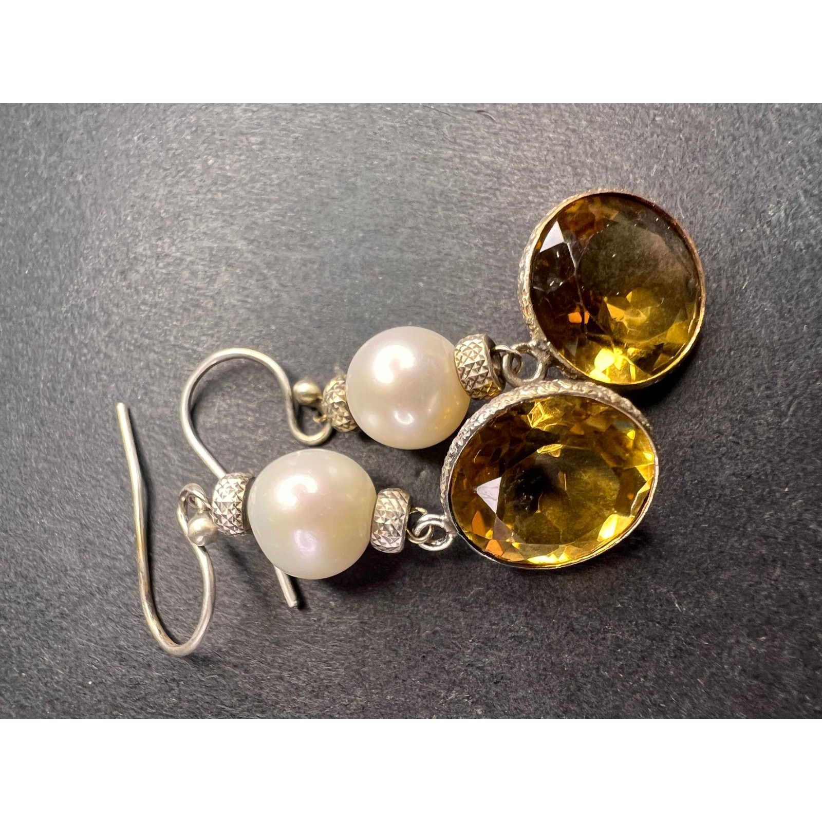Other Citrine and pearl sterling silver dangle earrings Size ONE SIZE - 21 Thumbnail