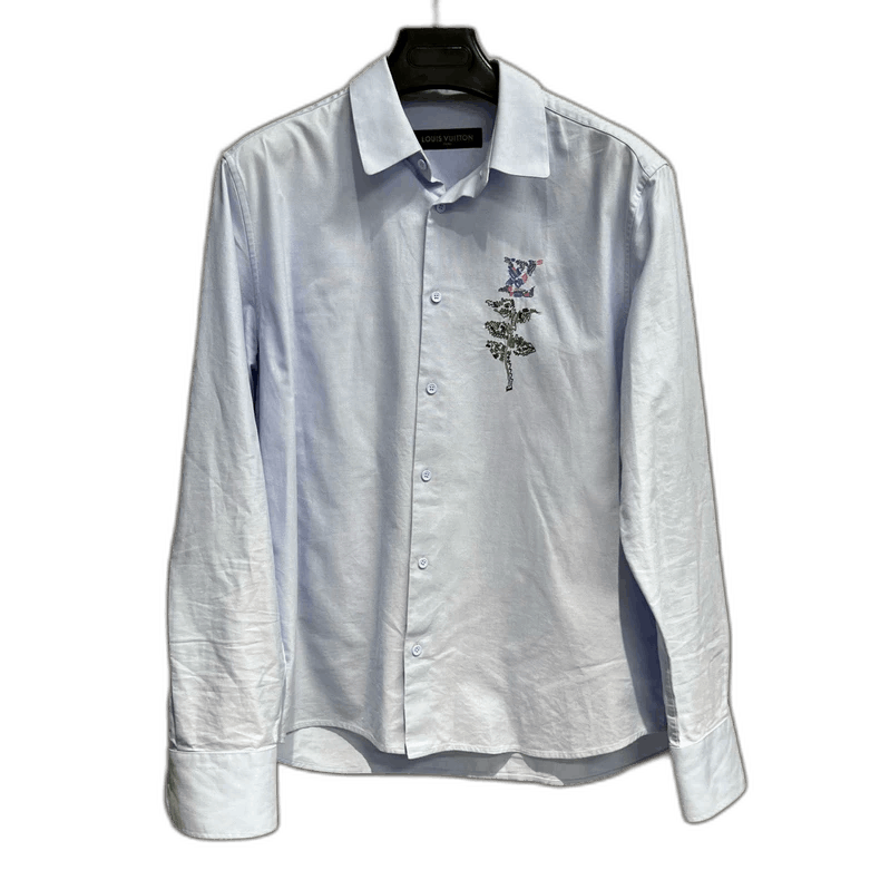 Louis Vuitton Louis Vuitton Blue Floral Embroidered Long Sleeve Shirt-yf Size US L / EU 52-54 / 3 - 1 Thumbnail