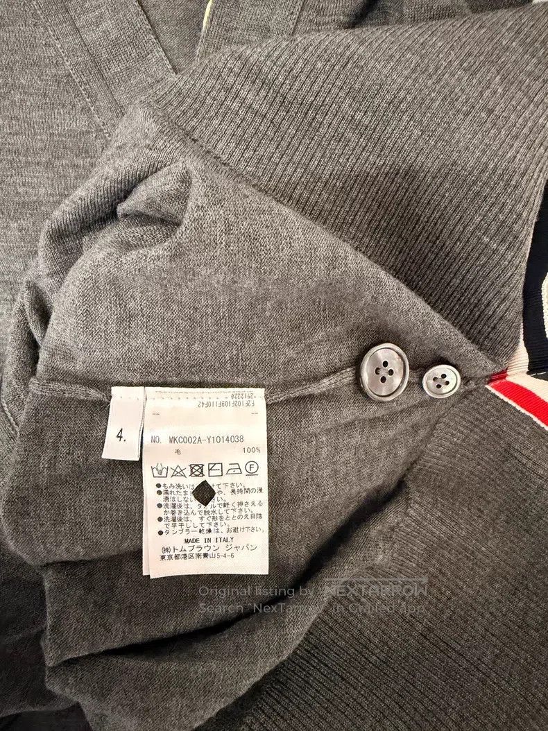 Thom Browne Thom Browne Classic Grey Wool Cardigan Size US XL / EU 56 / 4 - 4 Thumbnail
