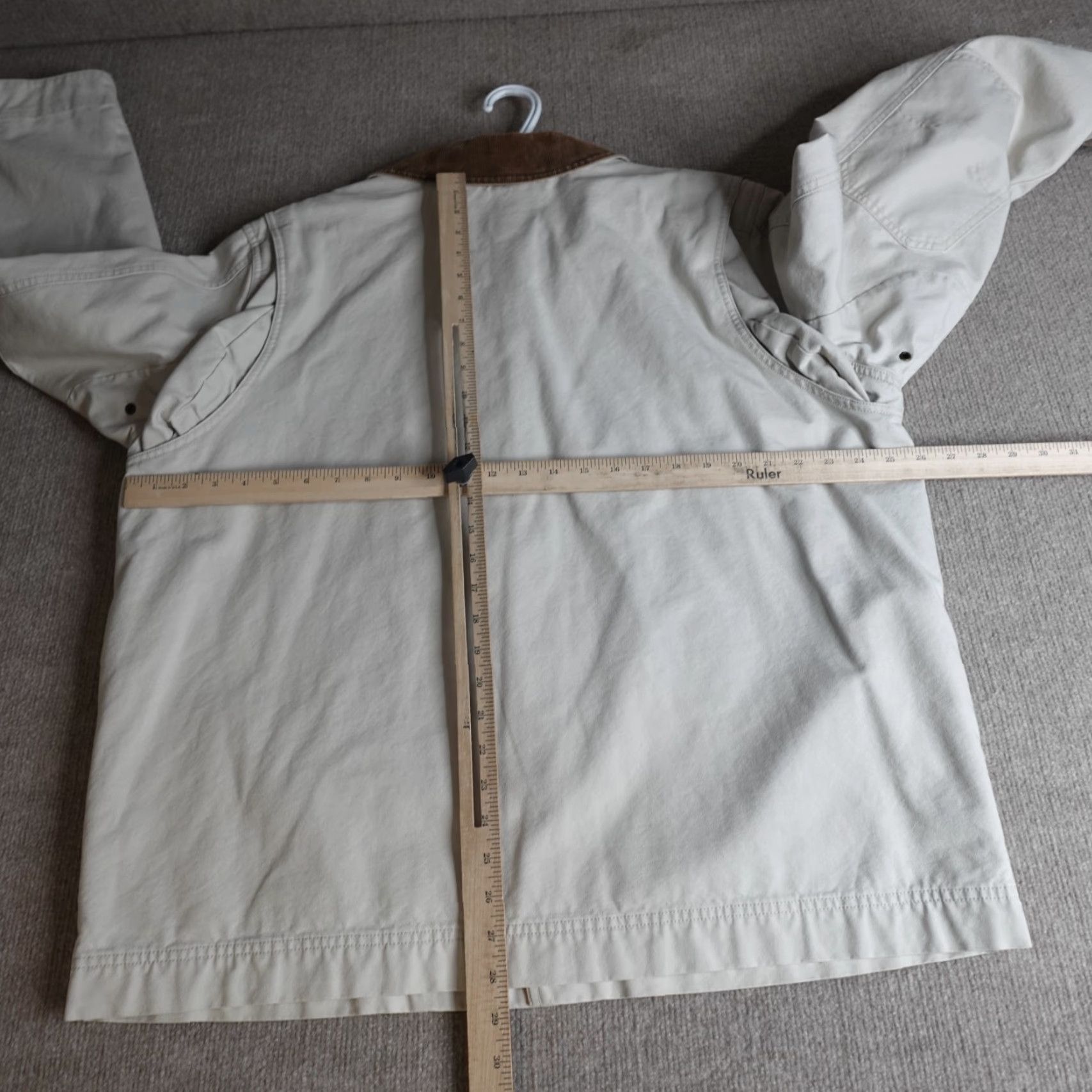 Vintage L.L. Bean Jacket XL Beige Field Coat Barn Chore Detroit Eisenhower Corduroy Trim Military Jacket Lined Men XL Beige Size US XL / EU 56 / 4 - 6 Thumbnail