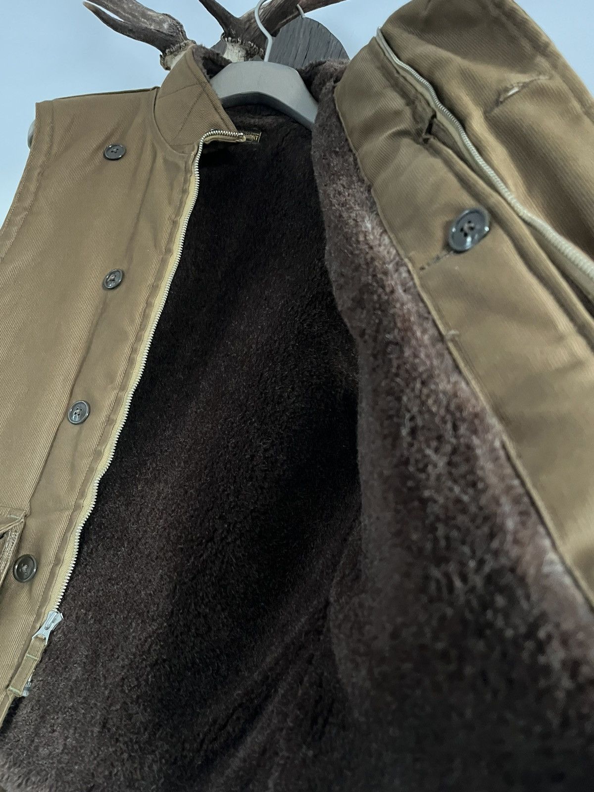 Freewheelers Winter Aviators’ Vest - Dark Khaki/Beige Size US S / EU 44-46 / 1 - 8 Thumbnail