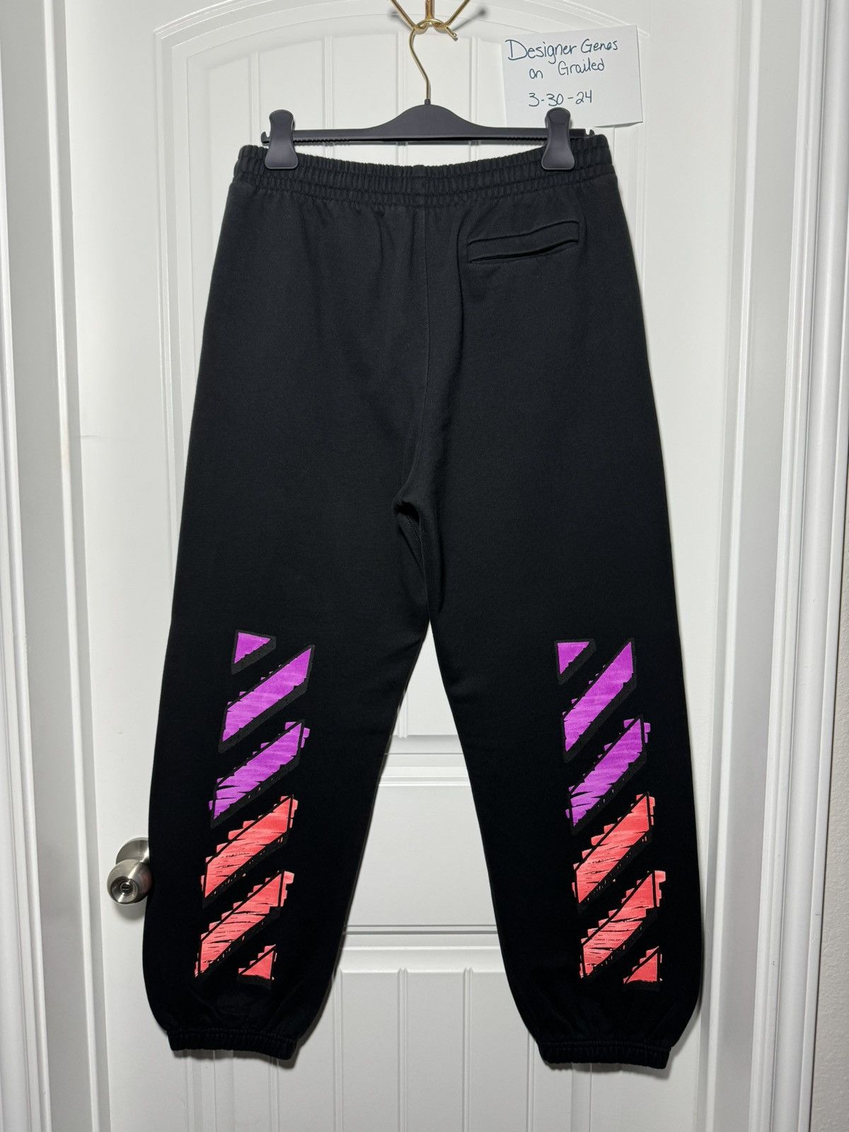 image of Off White Black Fuchsia Marker Sweatpants, Men's (Size 34)