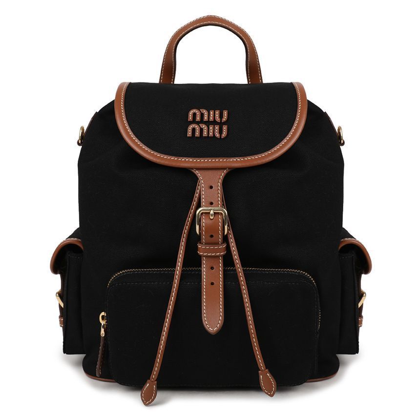Canvas Leather Backpack in Brown, Women's