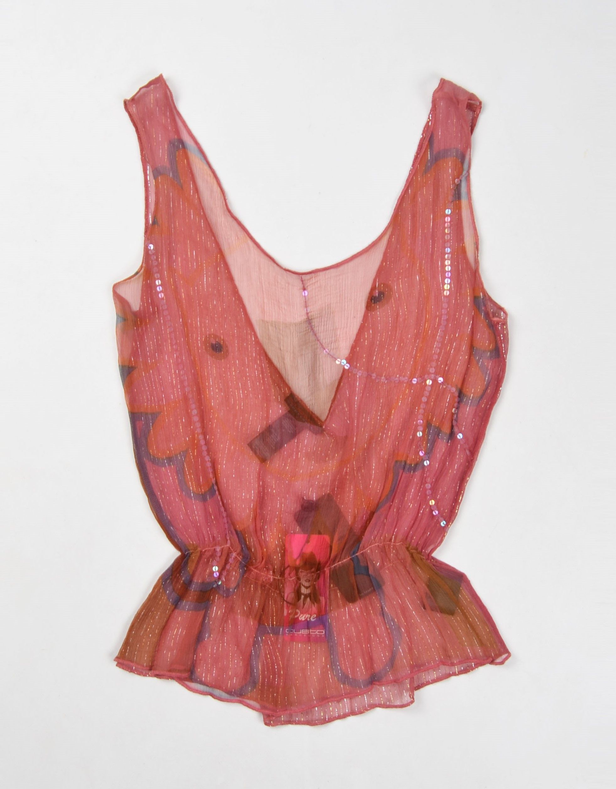 Custo Barcelona Y2K Sheer Sparkle Beaded Coquette Top