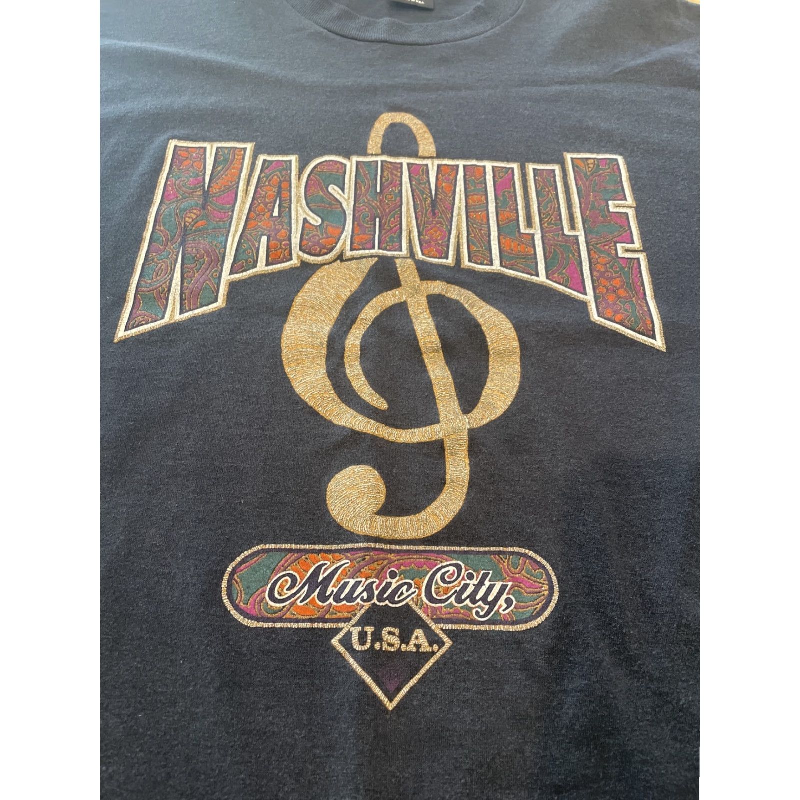 Vintage VINTAGE Black Nashville Music City USA Tee Shirt T-Shirt 2XL Men Screen Stars Best Short Sleeve Crew Neck Size US XXL / EU 58 / 5 - 2 Thumbnail