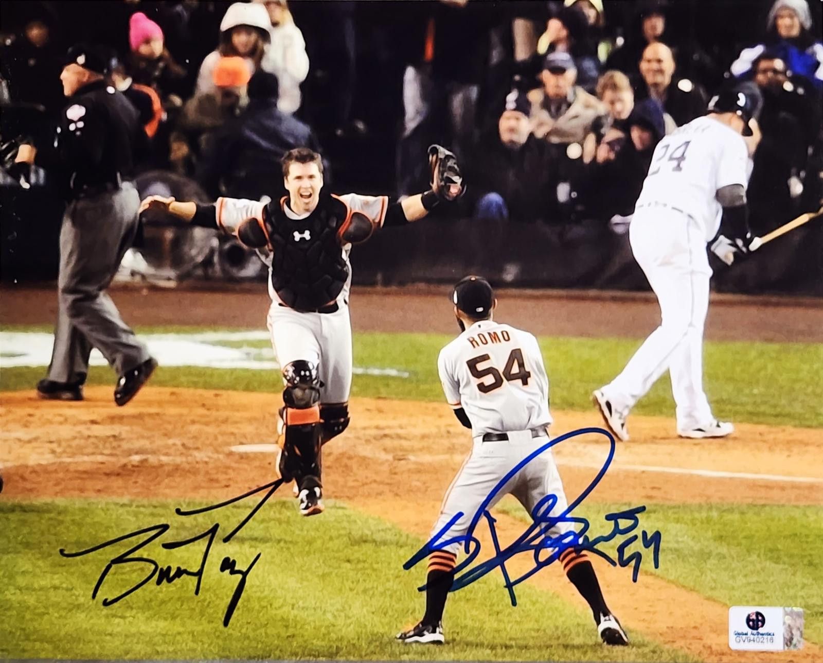 Unknown London Buster Posey & Sergio Romo Signed Giants World Series 8x10 Size ONE SIZE - 1 Thumbnail