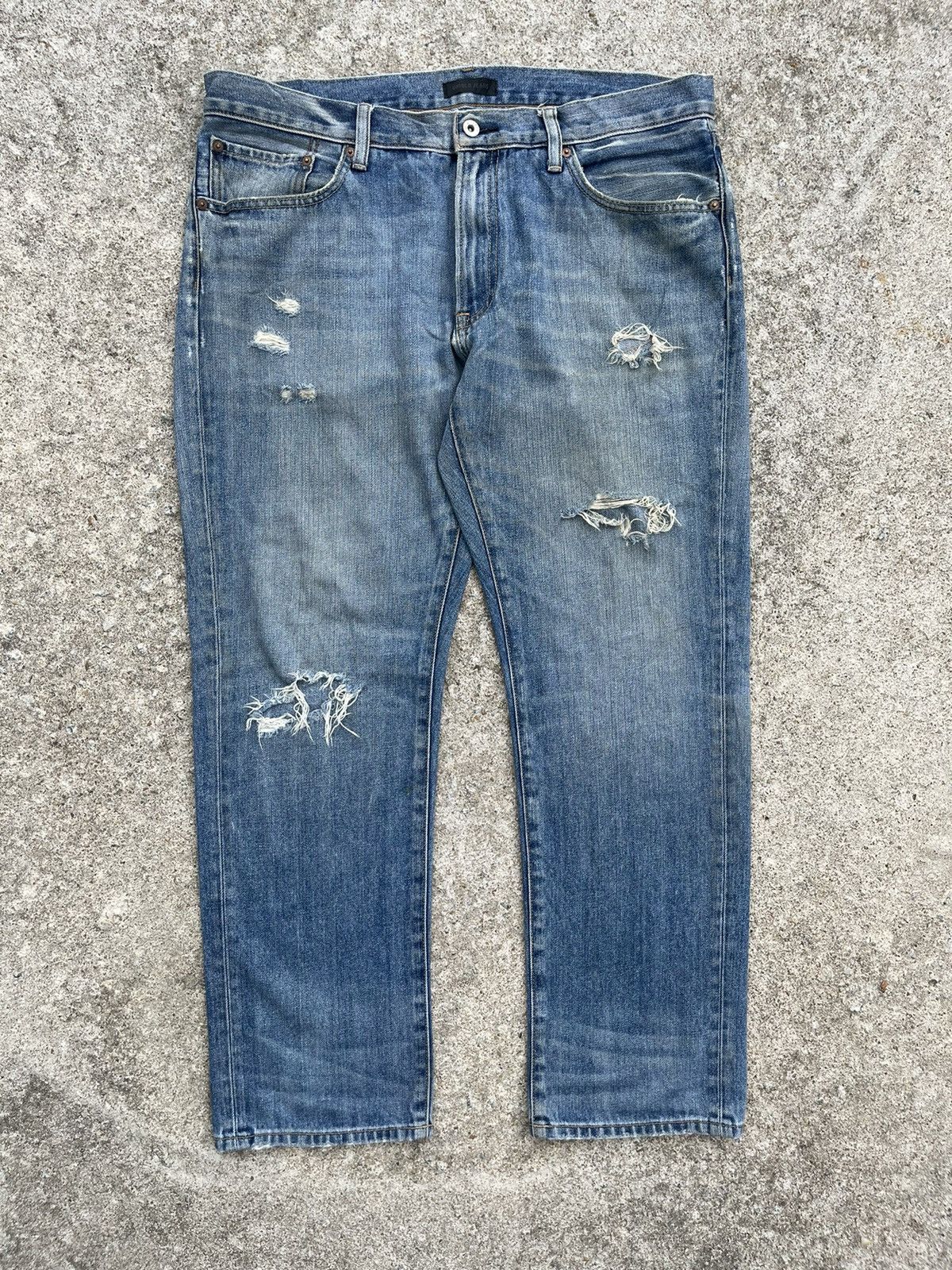 Japanese Brand × Jean × Uniqlo 🔥 Uniqlo Rusty Distressed Denim W30🔥 Size US 30 / EU 46 - 2 Thumbnail