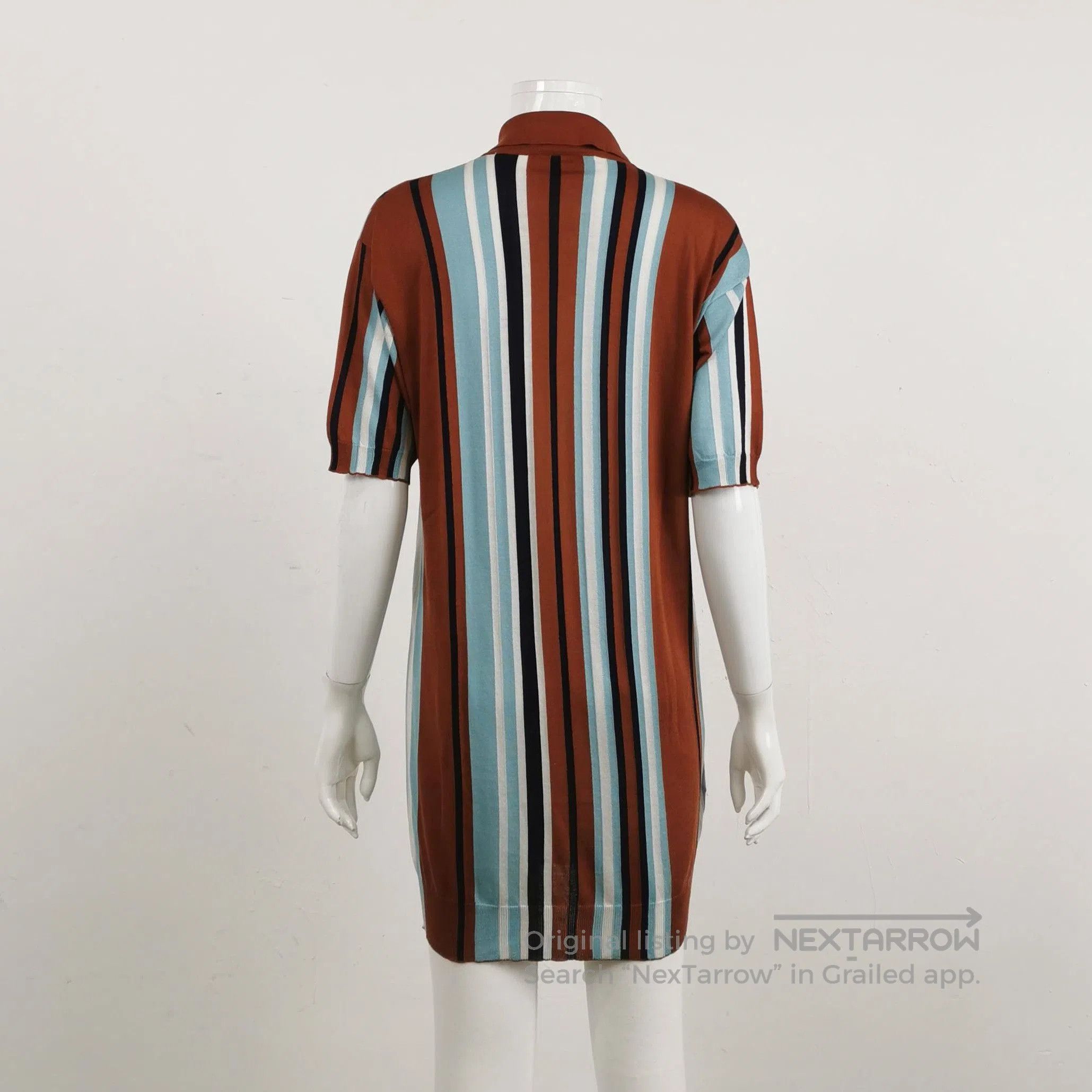 Prada Prada Striped Silk Polo Dress in Brown and Blue . Size S / US 4 / IT 40 - 2 Thumbnail