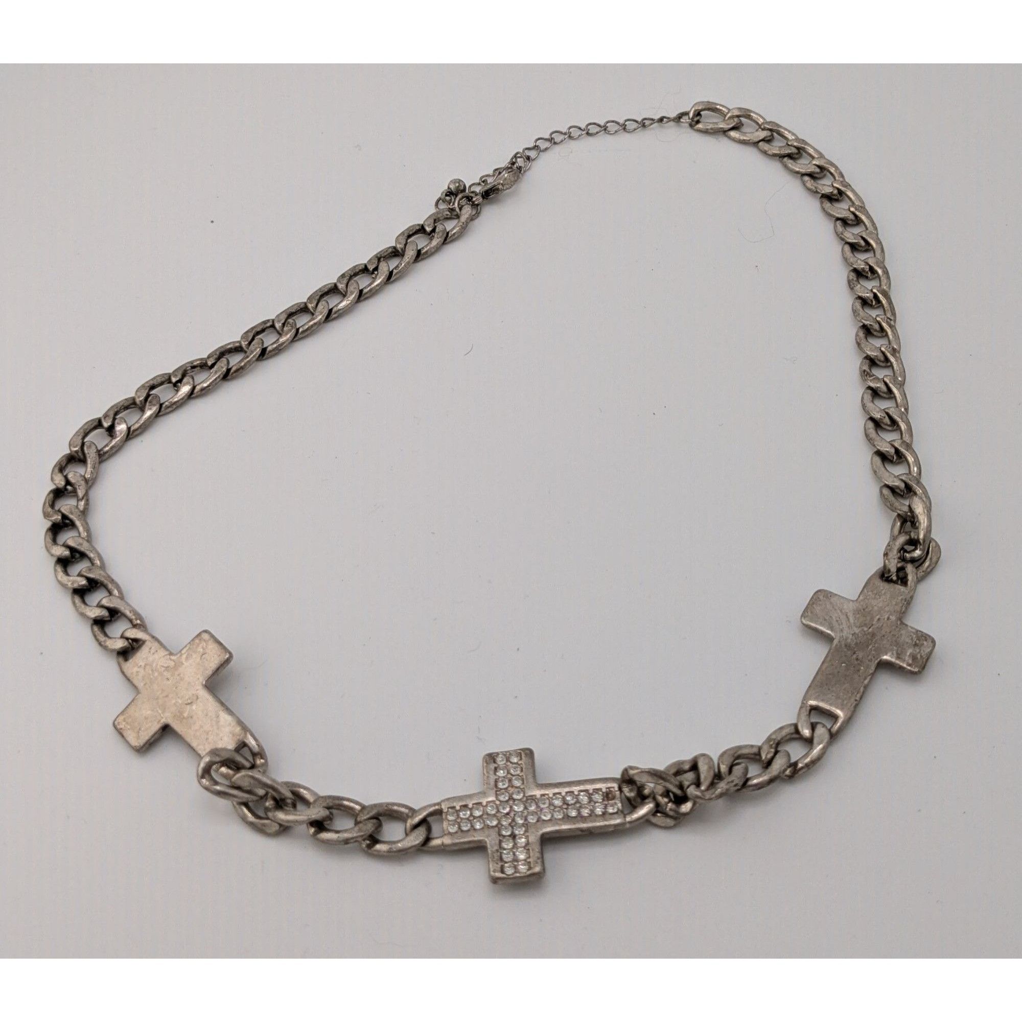 Other Glam Goth Triple Cross Necklace With Rhinestone Accents Size ONE SIZE - 6 Thumbnail